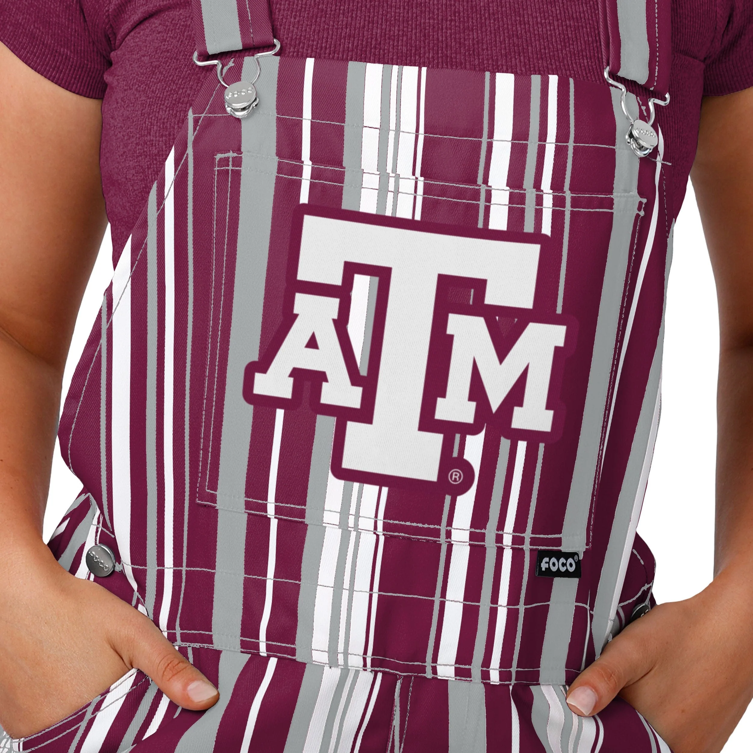 Texas A&M Aggies NCAA Womens Hyper Stripe Bib Overalls - Image 4