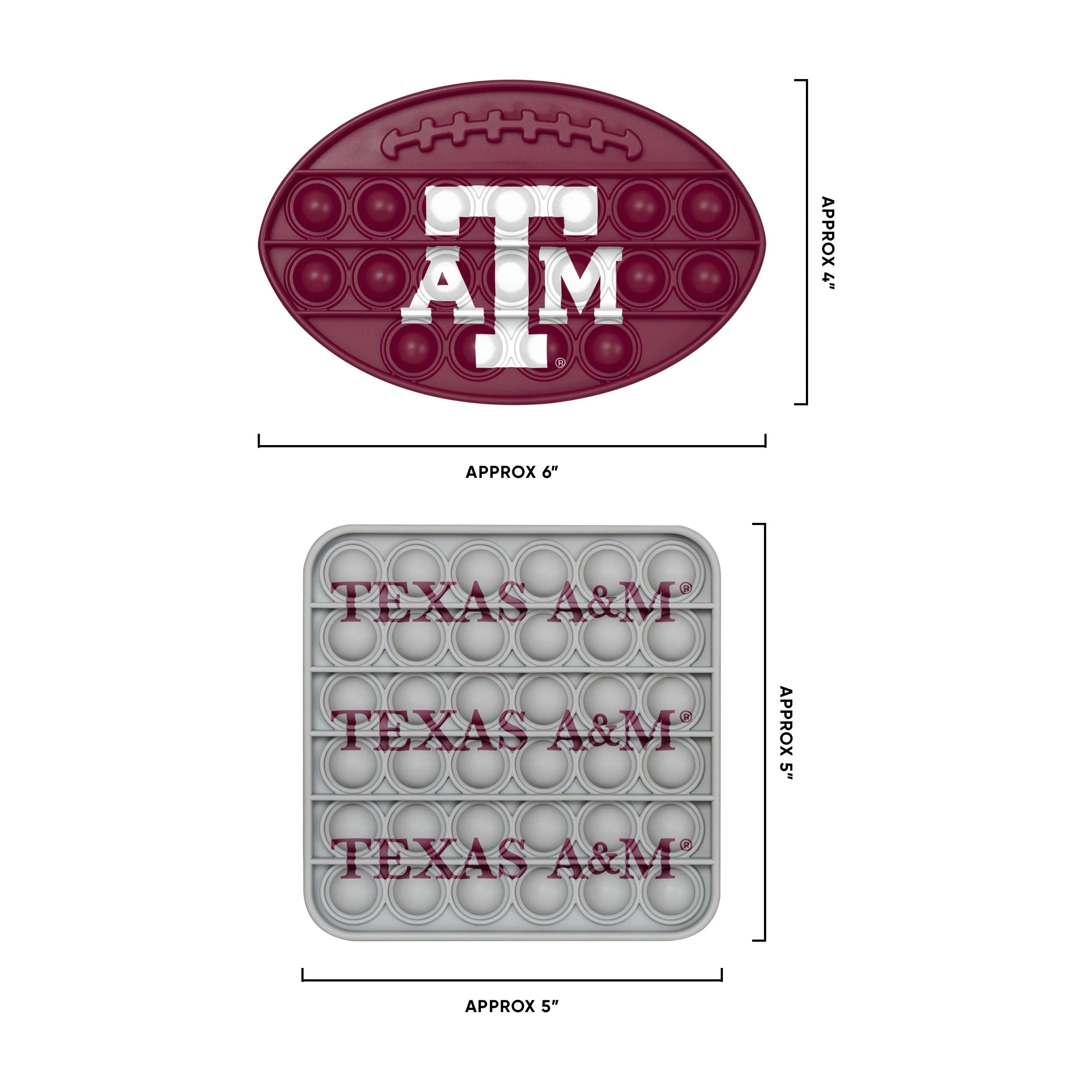 Texas A&M Aggies NCAA 2 Pack Ball & Square Push-Itz Fidget - Image 2