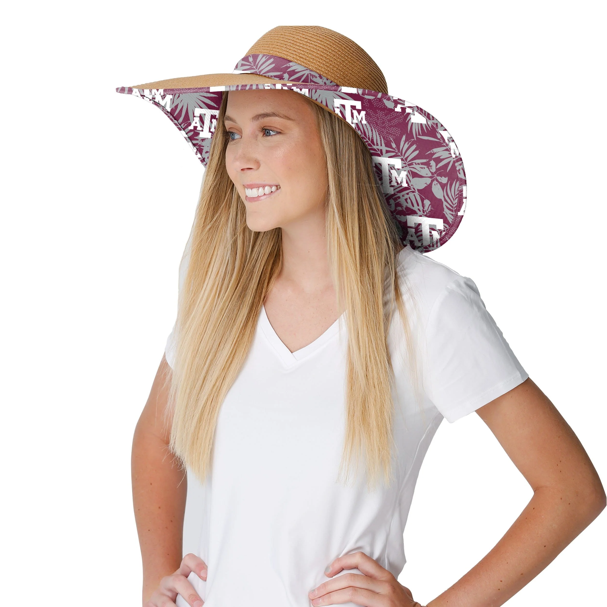 Texas A&M Aggies NCAA Womens Floral Straw Hat - Image 3
