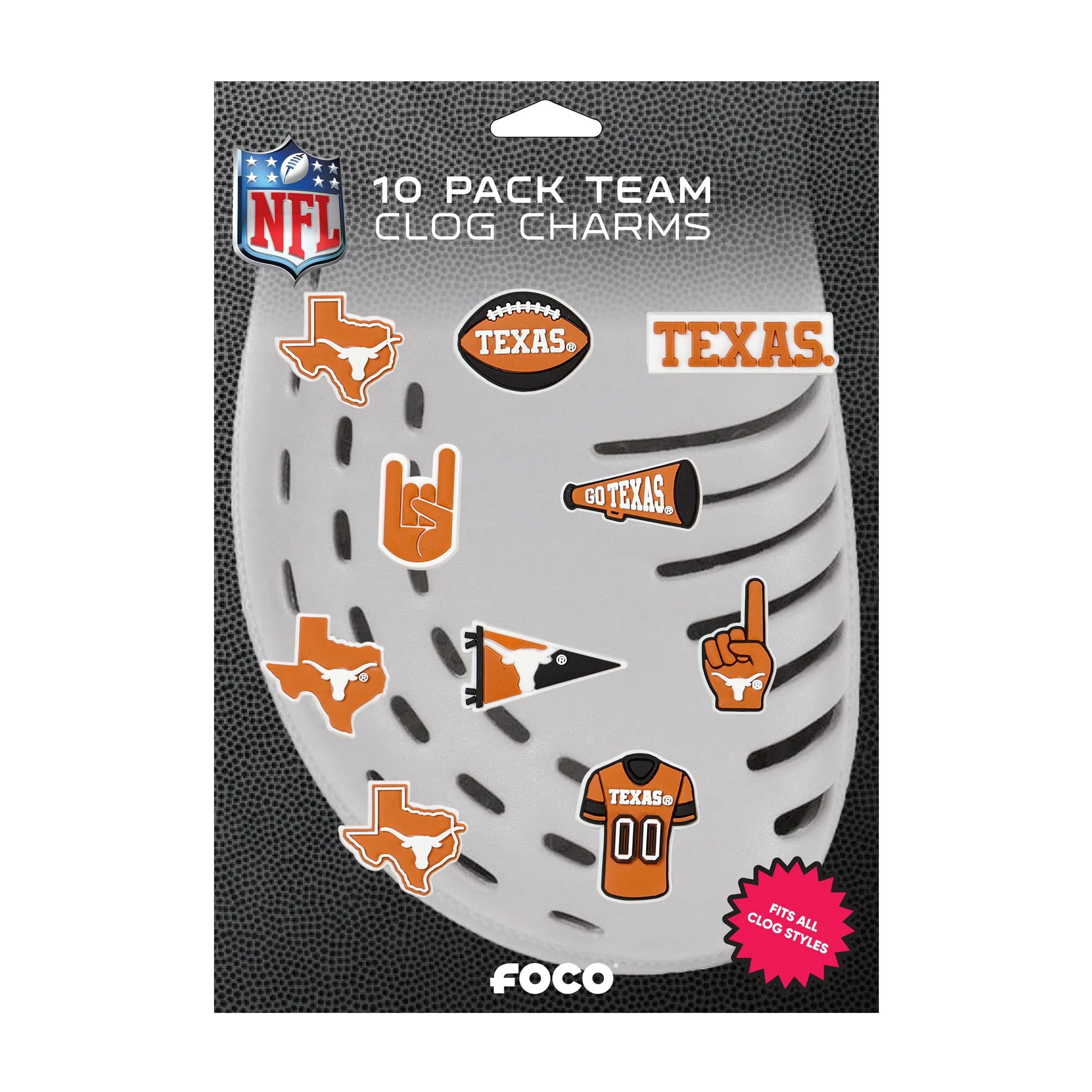Texas Longhorns NCAA 10 Pack Team Clog Charms - Image 5