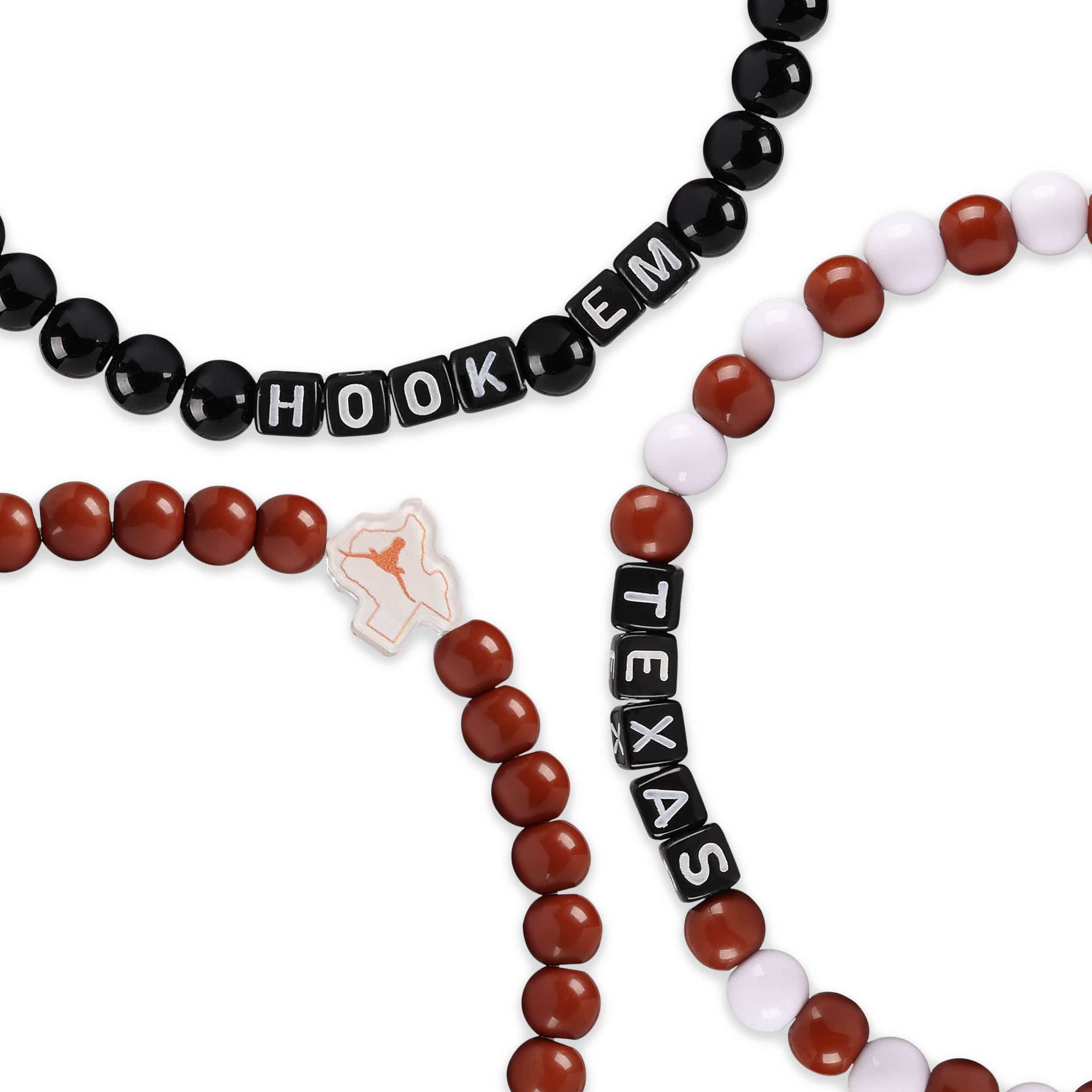 Texas Longhorns NCAA 3 Pack Beaded Friendship Bracelet - Image 2
