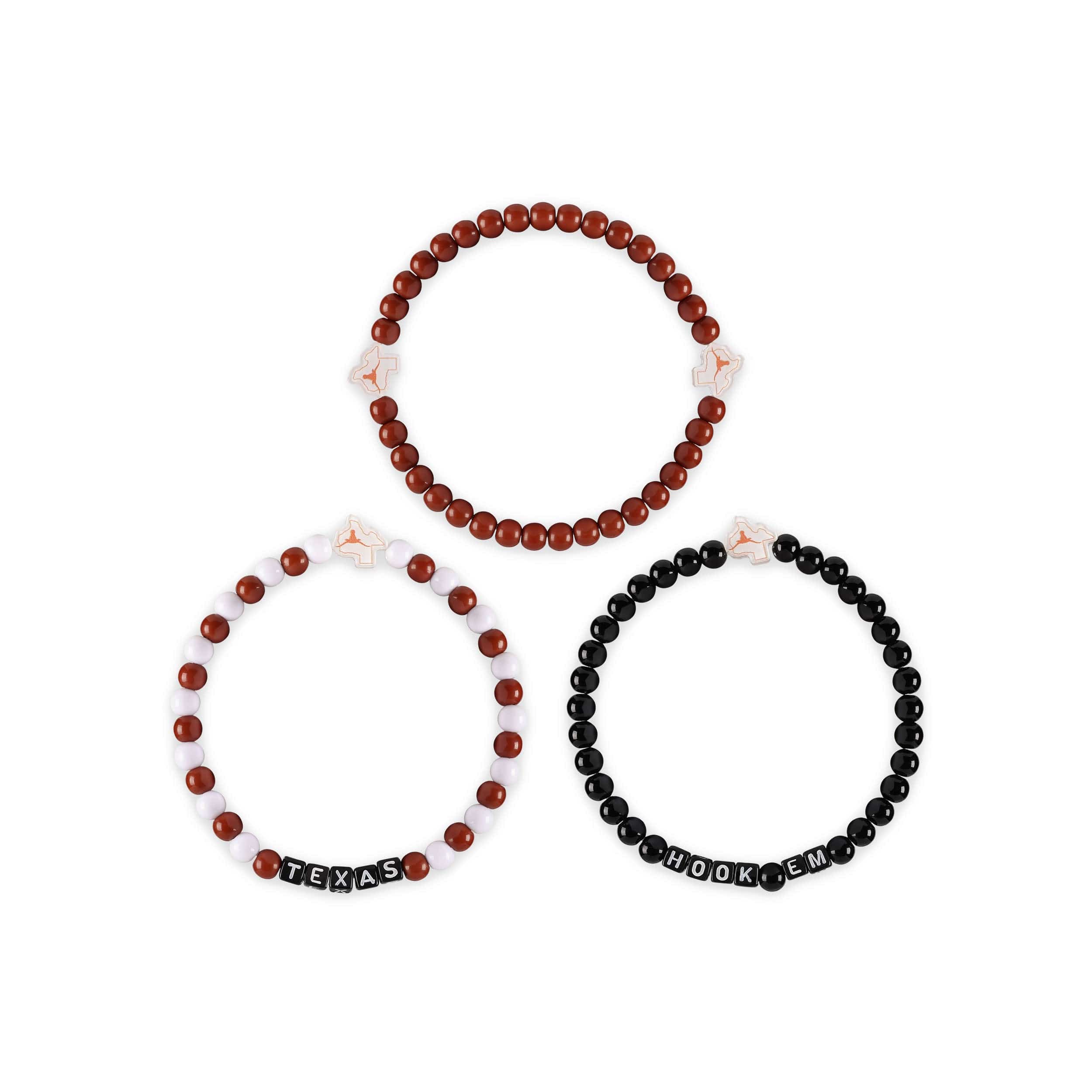 Texas Longhorns NCAA 3 Pack Beaded Friendship Bracelet - Image 3