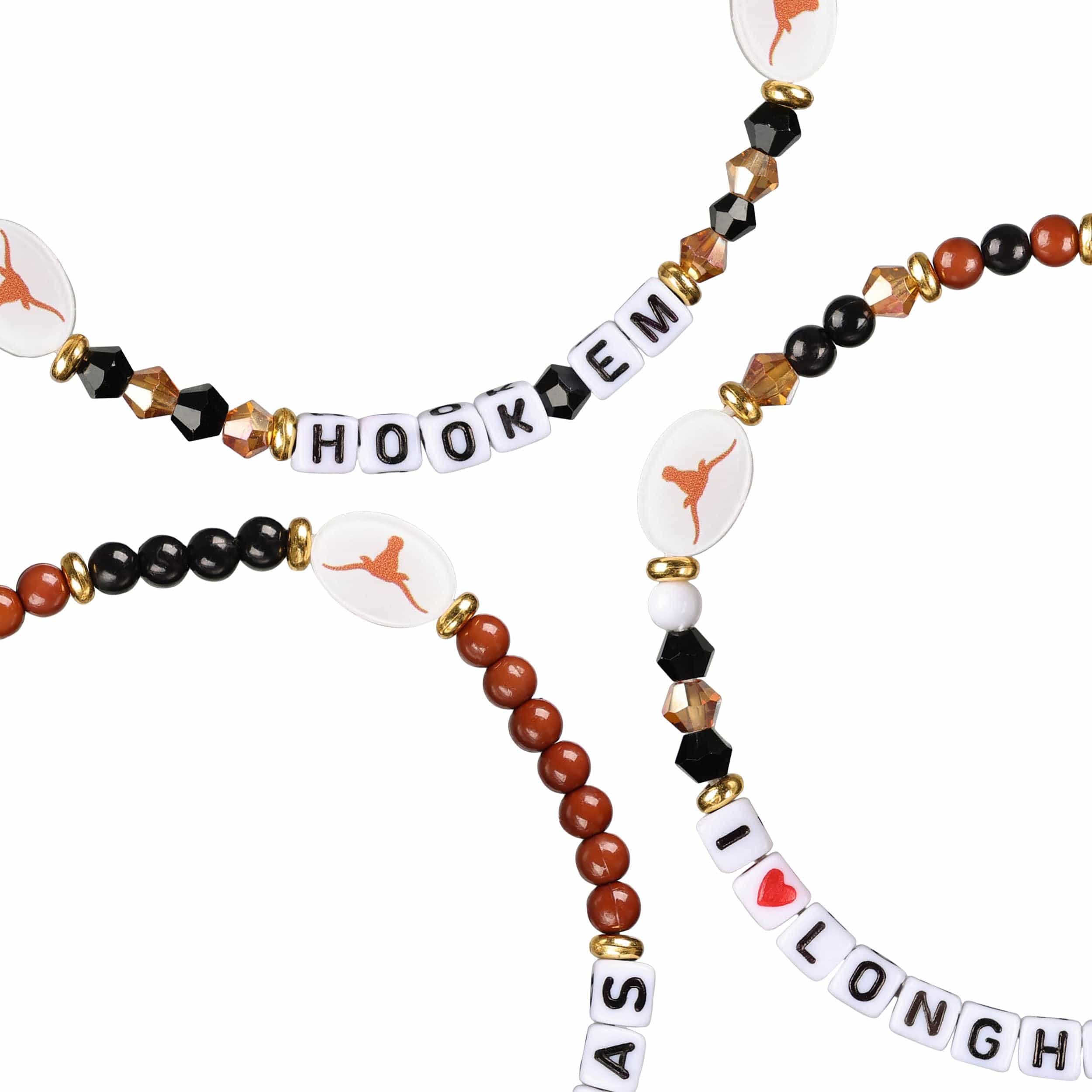 Texas Longhorns NCAA 3 Pack Friendship Bracelet - Image 2
