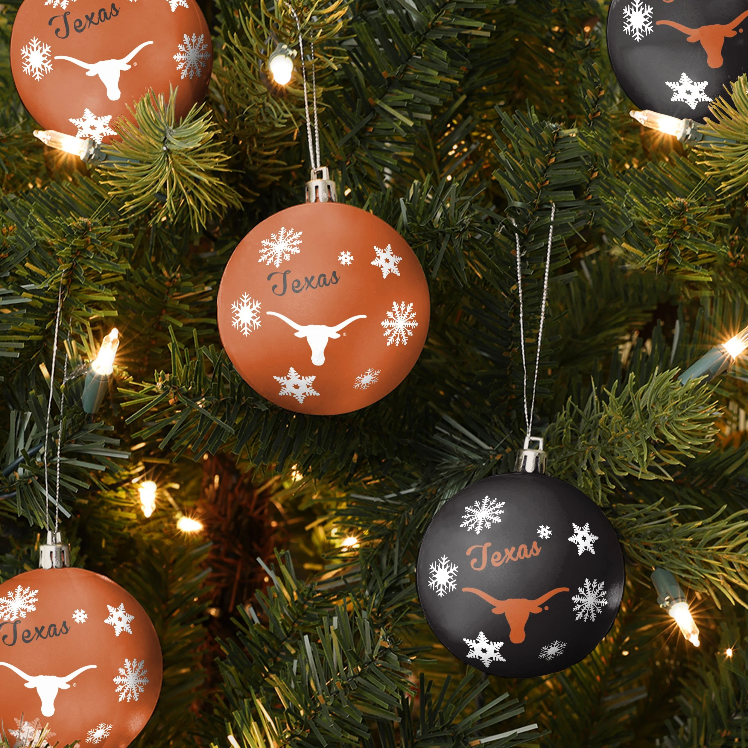 Texas Longhorns NCAA 5 Pack Shatterproof Ball Ornament Set - Image 2