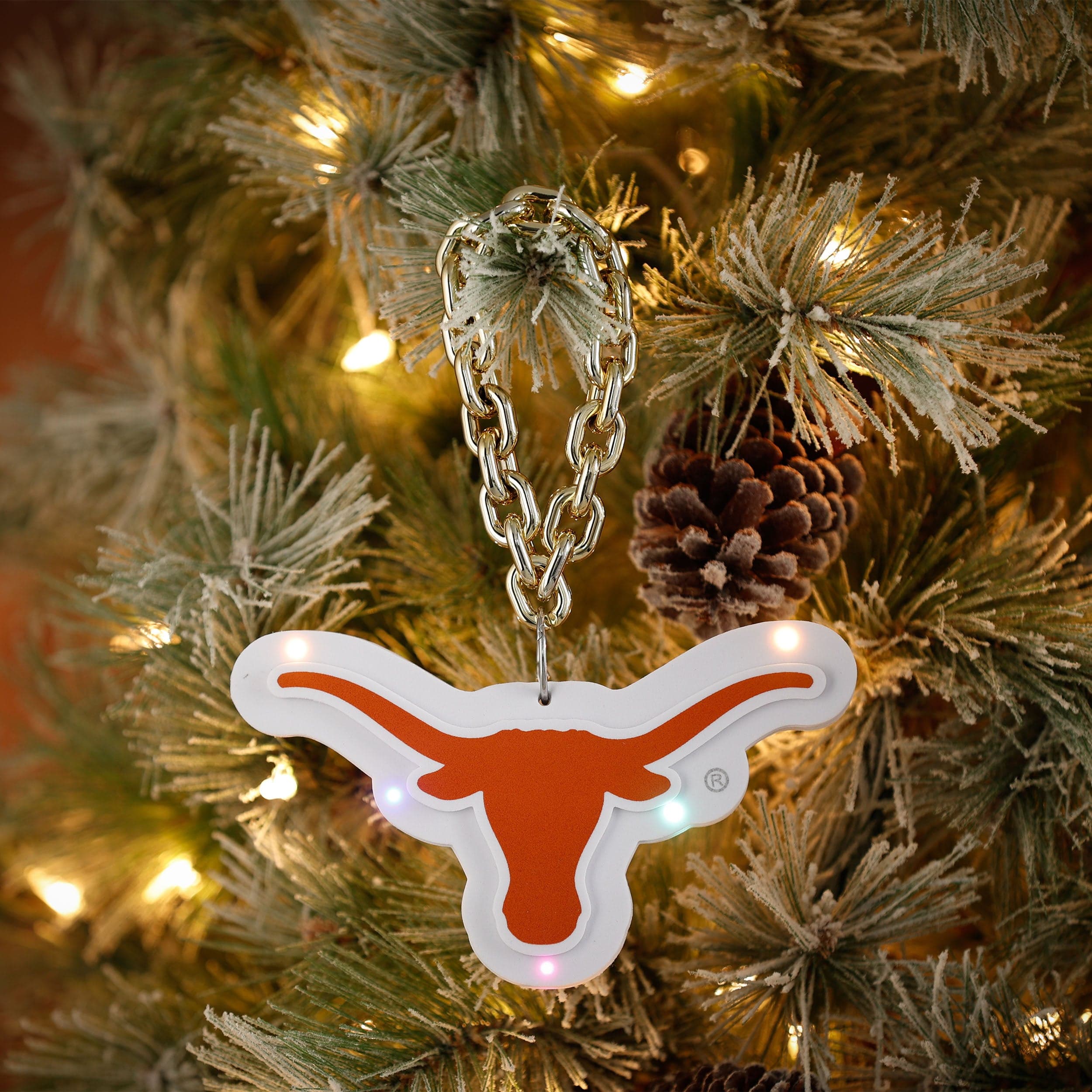 Texas Longhorns NCAA Big Logo Light Up Chain Ornament - Image 3