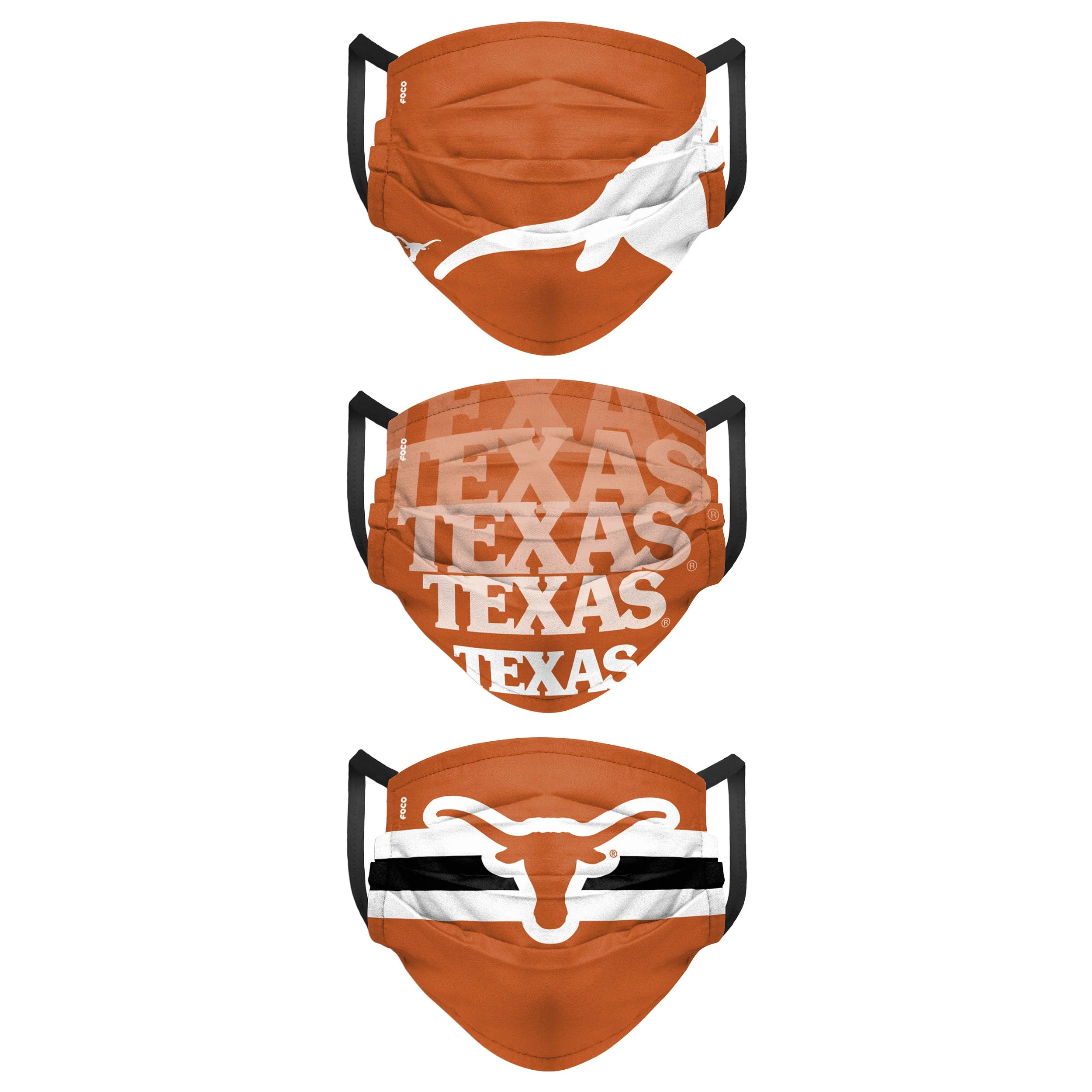 Texas Longhorns NCAA Mens Matchday 3 Pack Face Cover - Image 2