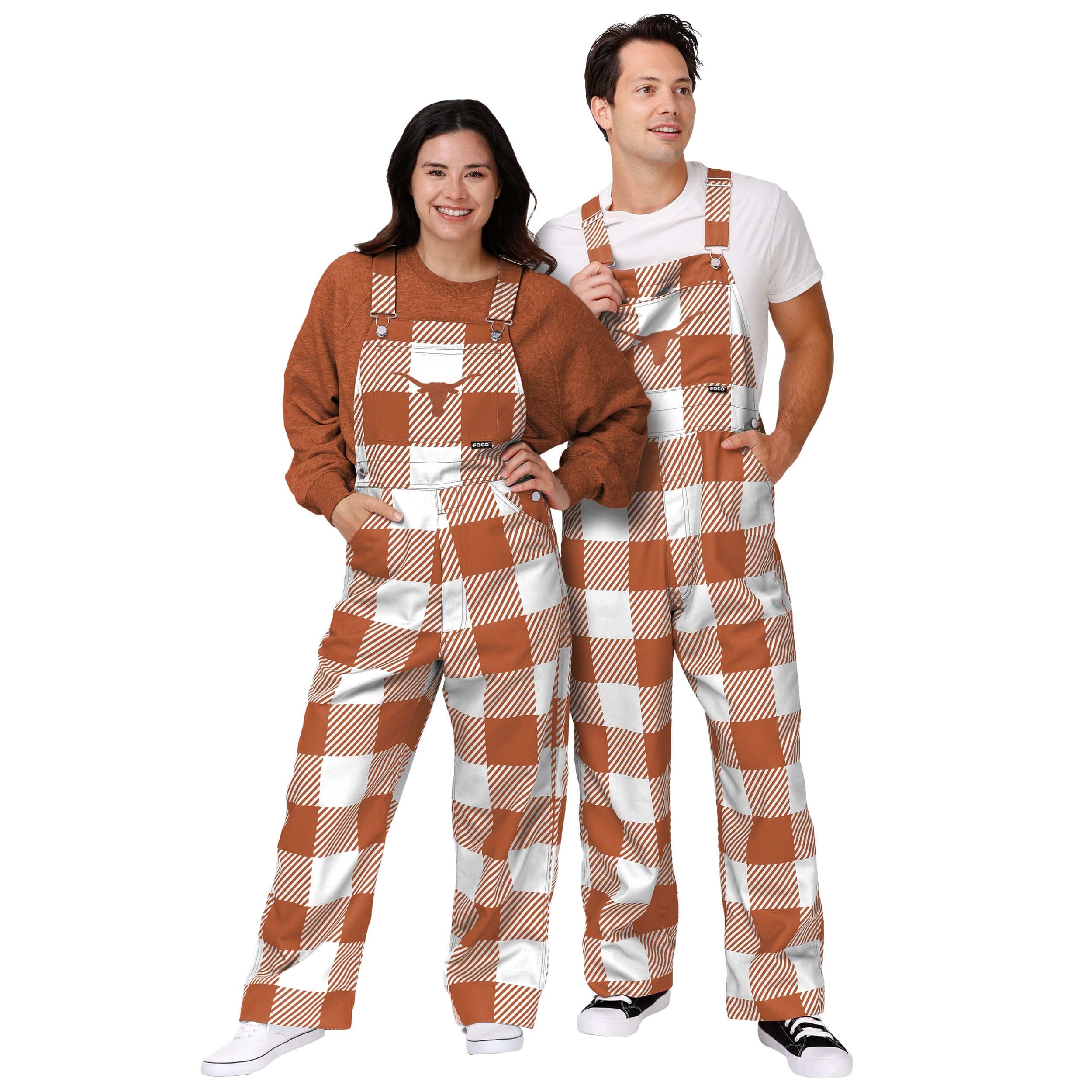 Texas Longhorns NCAA Mens Plaid Bib Overalls - Image 3