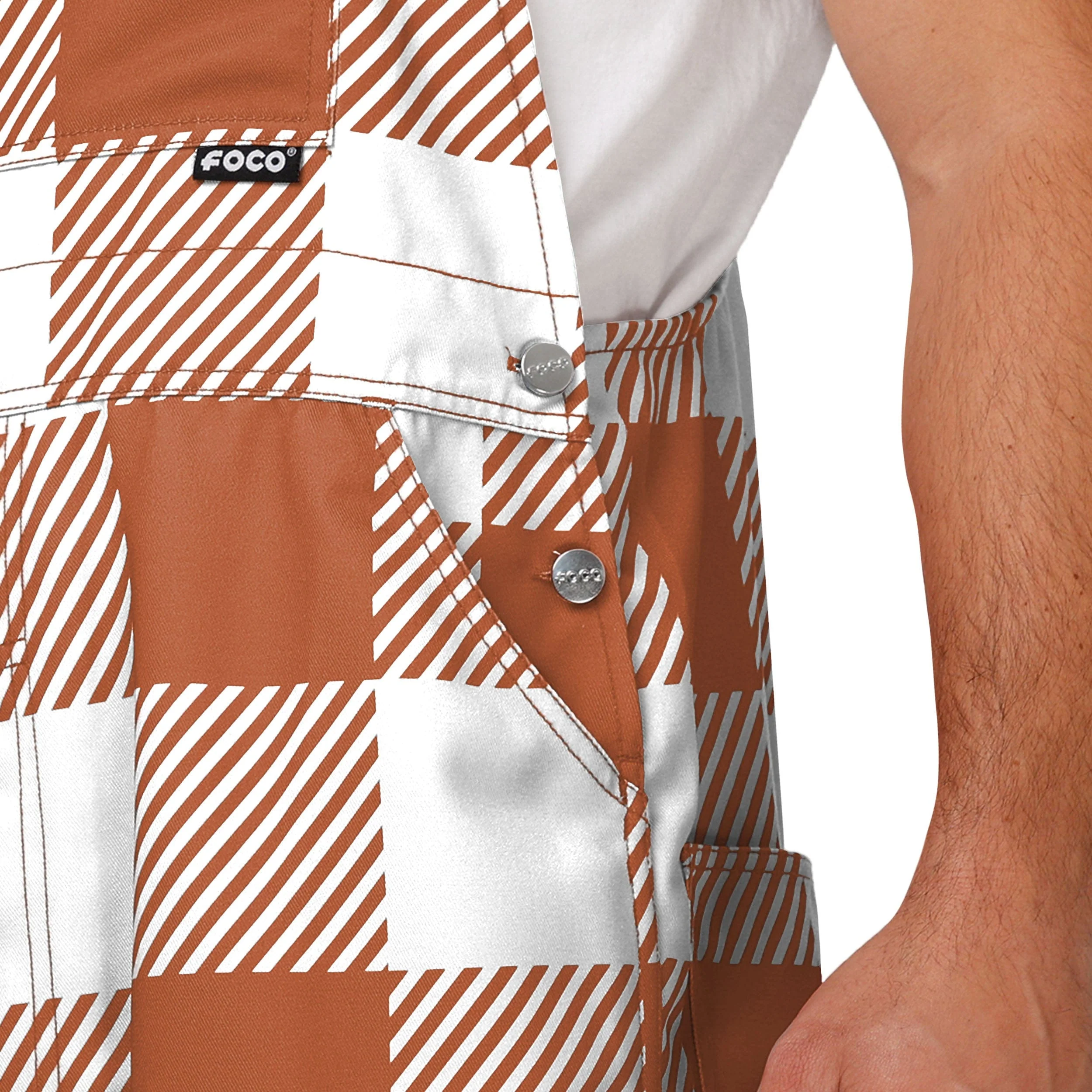 Texas Longhorns NCAA Mens Plaid Bib Overalls - Image 5