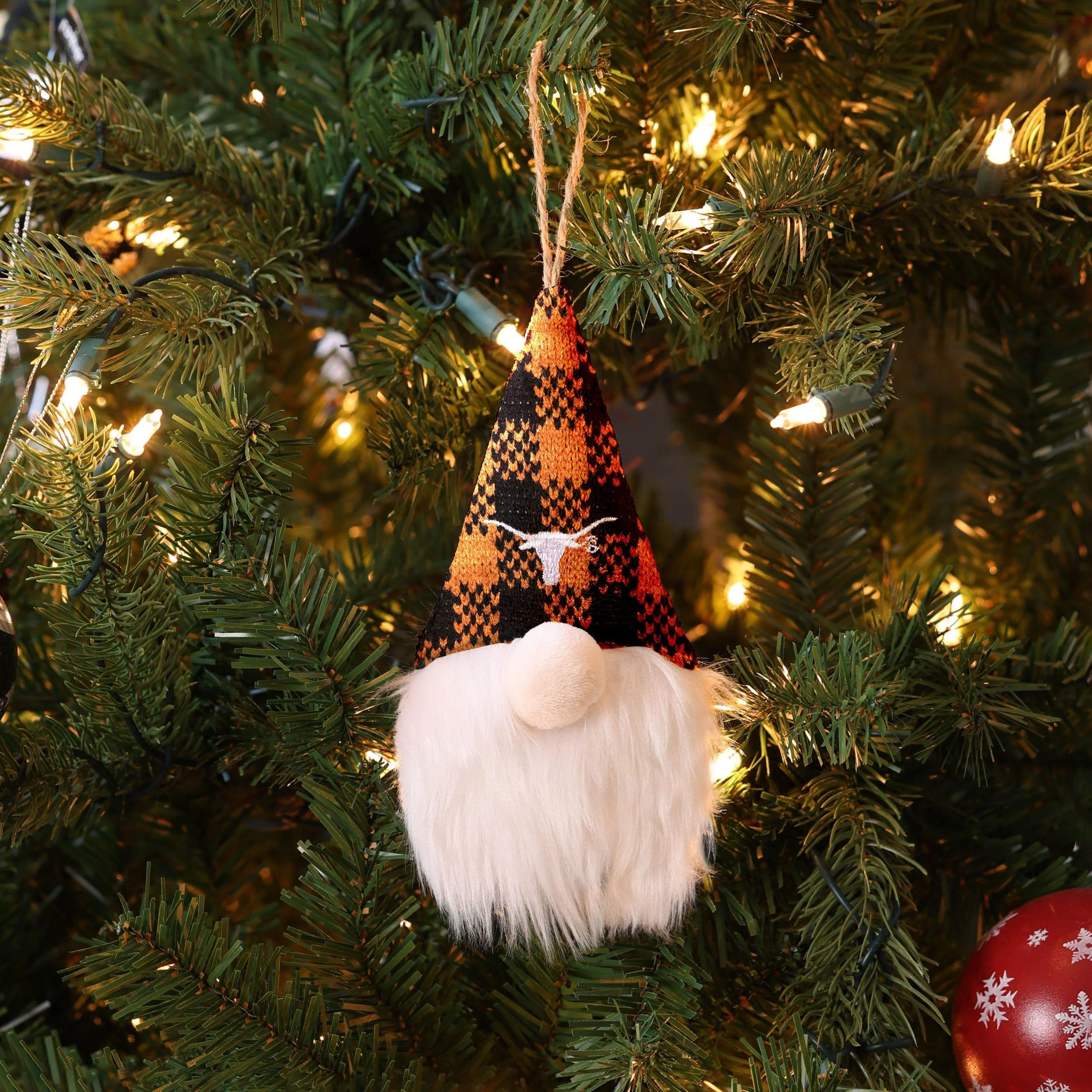 Texas Longhorns NCAA Plaid Hat Plush Gnome Ornament - Image 3
