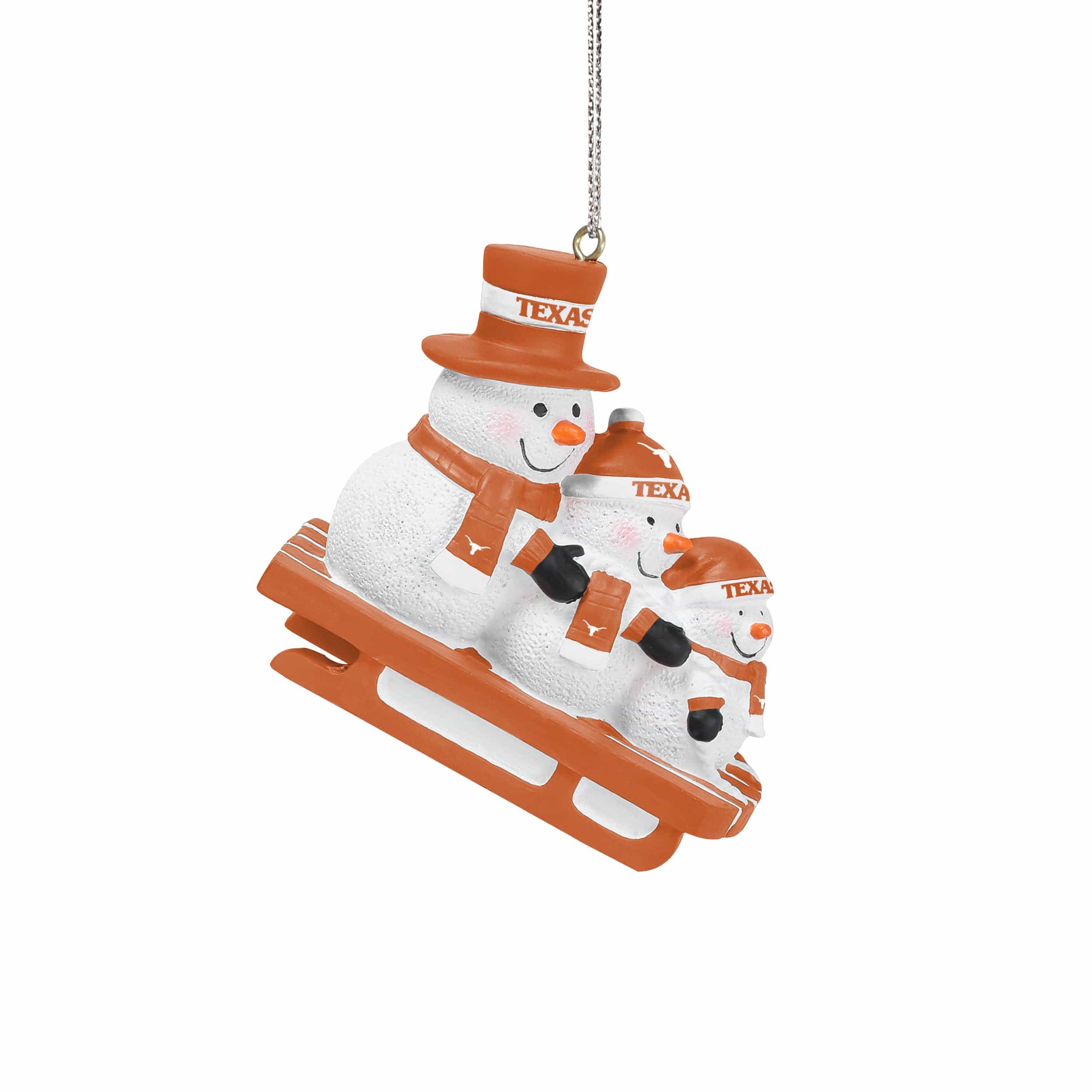 Texas Longhorns NCAA Sledding Snowmen Ornament - Image 2
