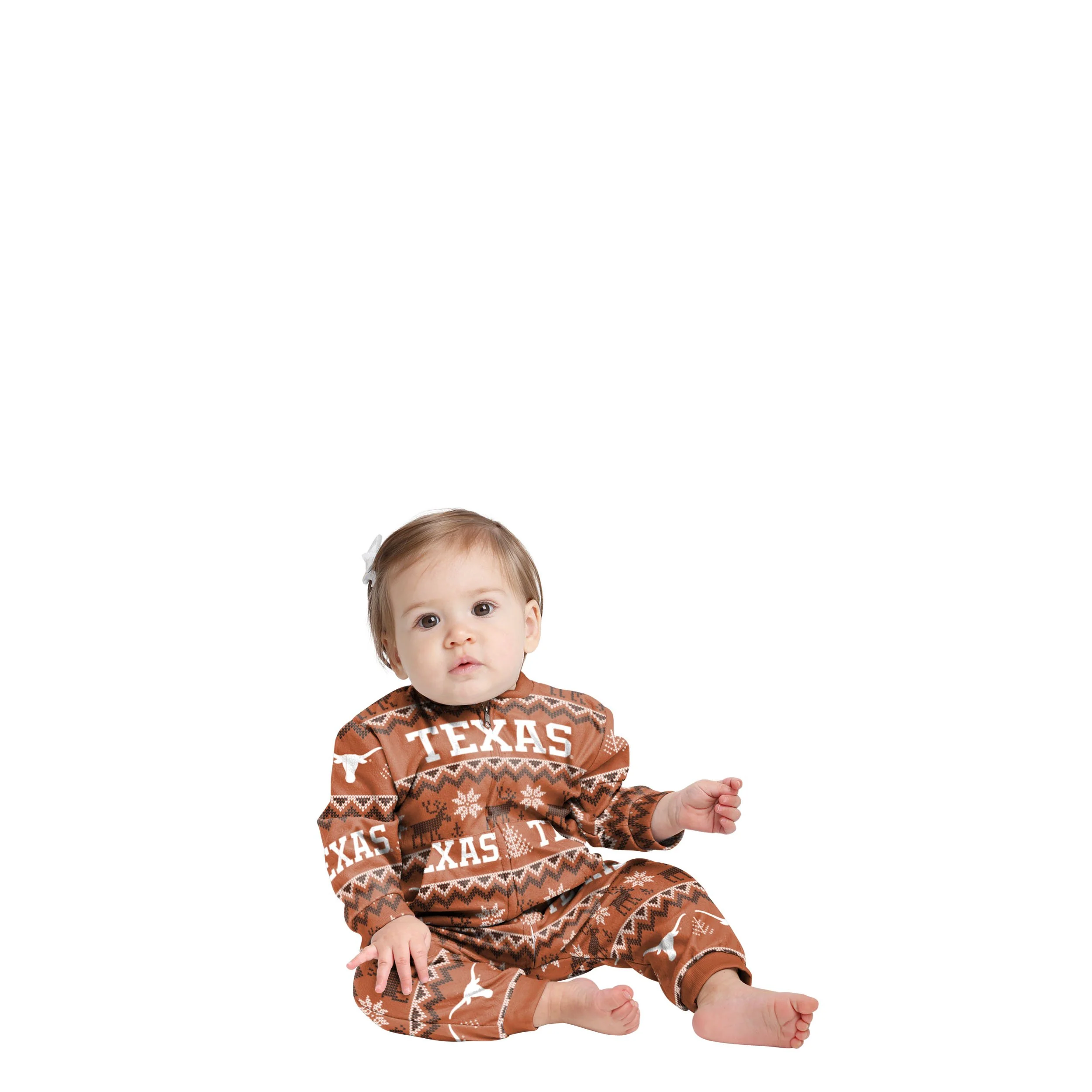Texas Longhorns NCAA Ugly Pattern Family Holiday Pajamas - Image 2