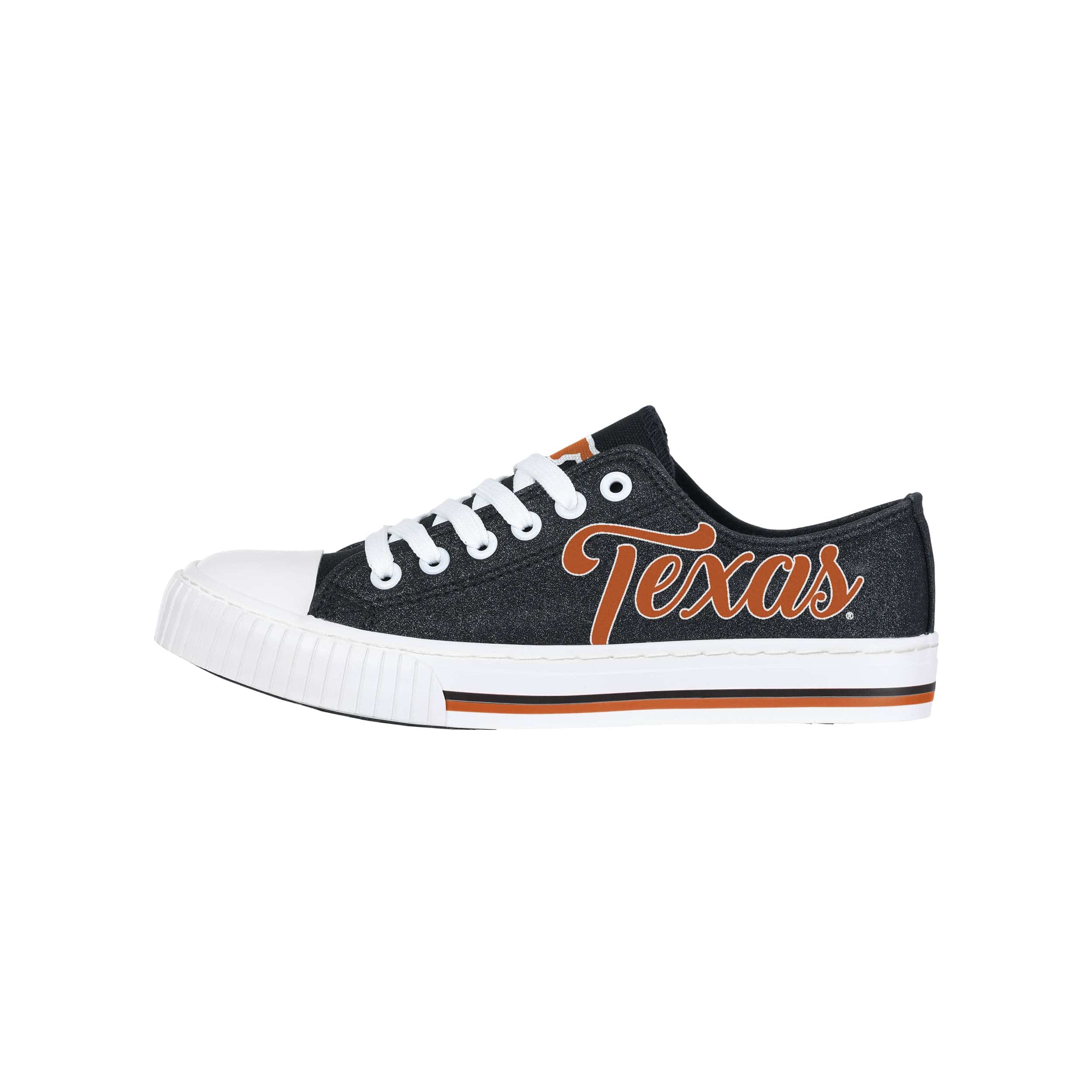 Texas Longhorns NCAA Womens Color Glitter Low Top Canvas Shoes - Image 2