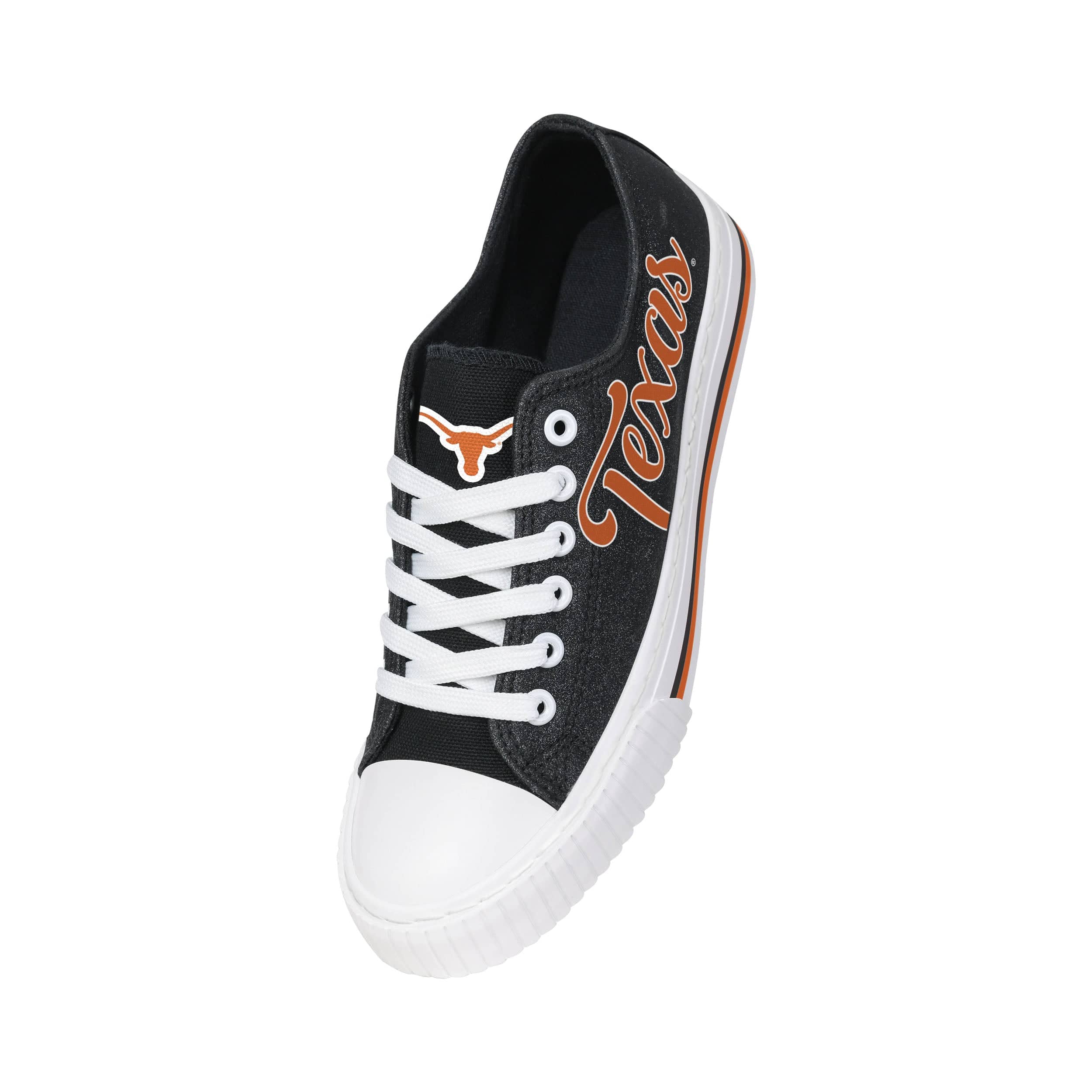 Texas Longhorns NCAA Womens Color Glitter Low Top Canvas Shoes - Image 3