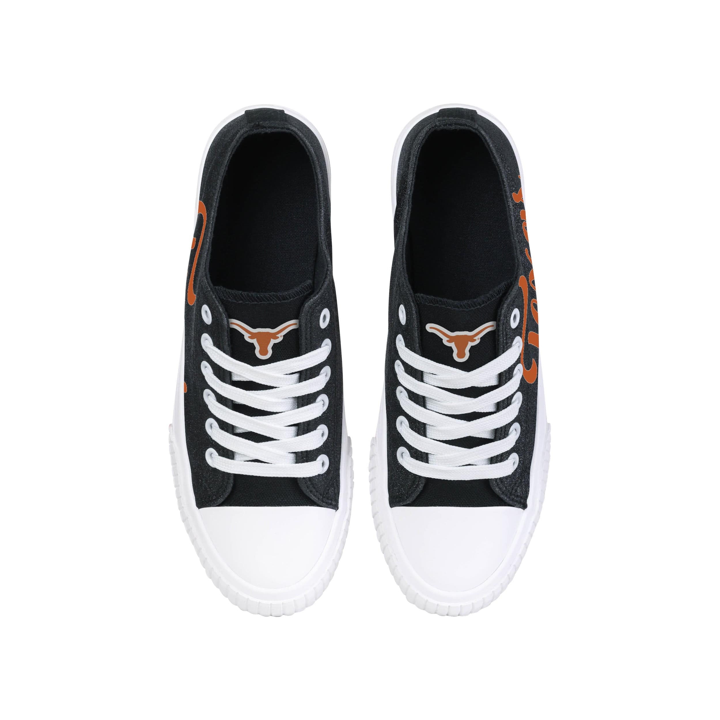Texas Longhorns NCAA Womens Color Glitter Low Top Canvas Shoes - Image 4