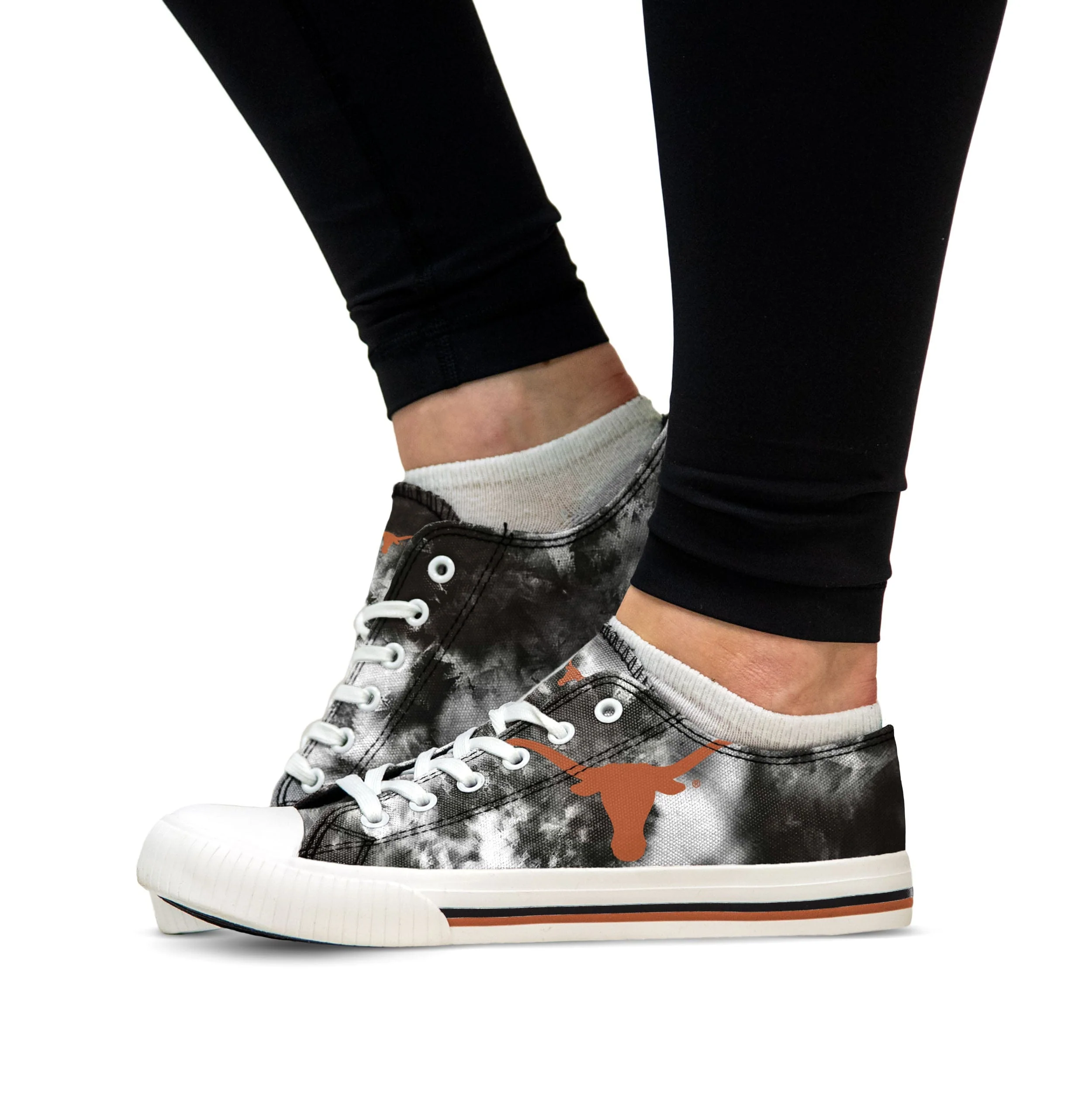 Texas Longhorns NCAA Womens Low Top Tie-Dye Canvas Shoe - Image 4