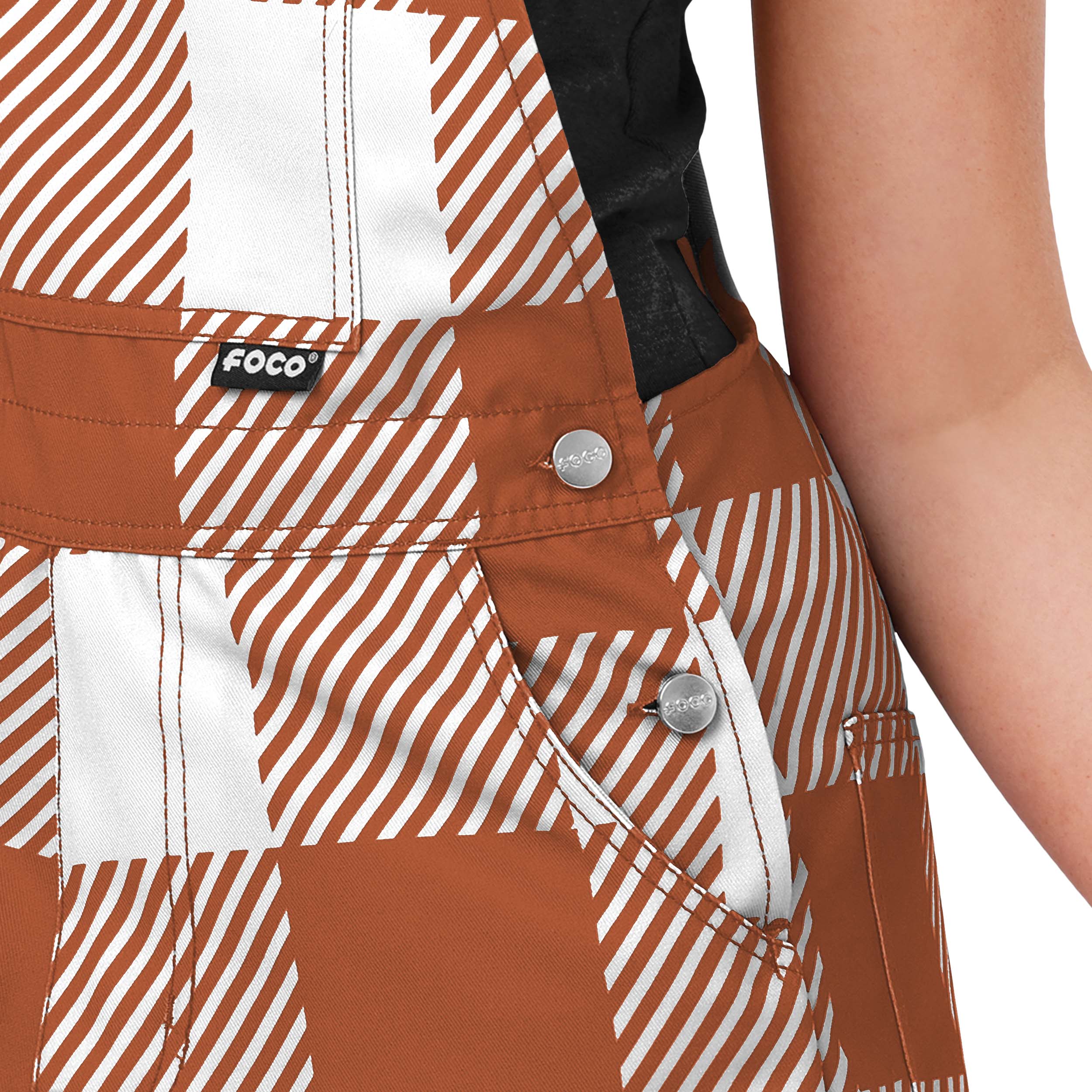 Texas Longhorns NCAA Womens Plaid Bib Shortalls - Image 4