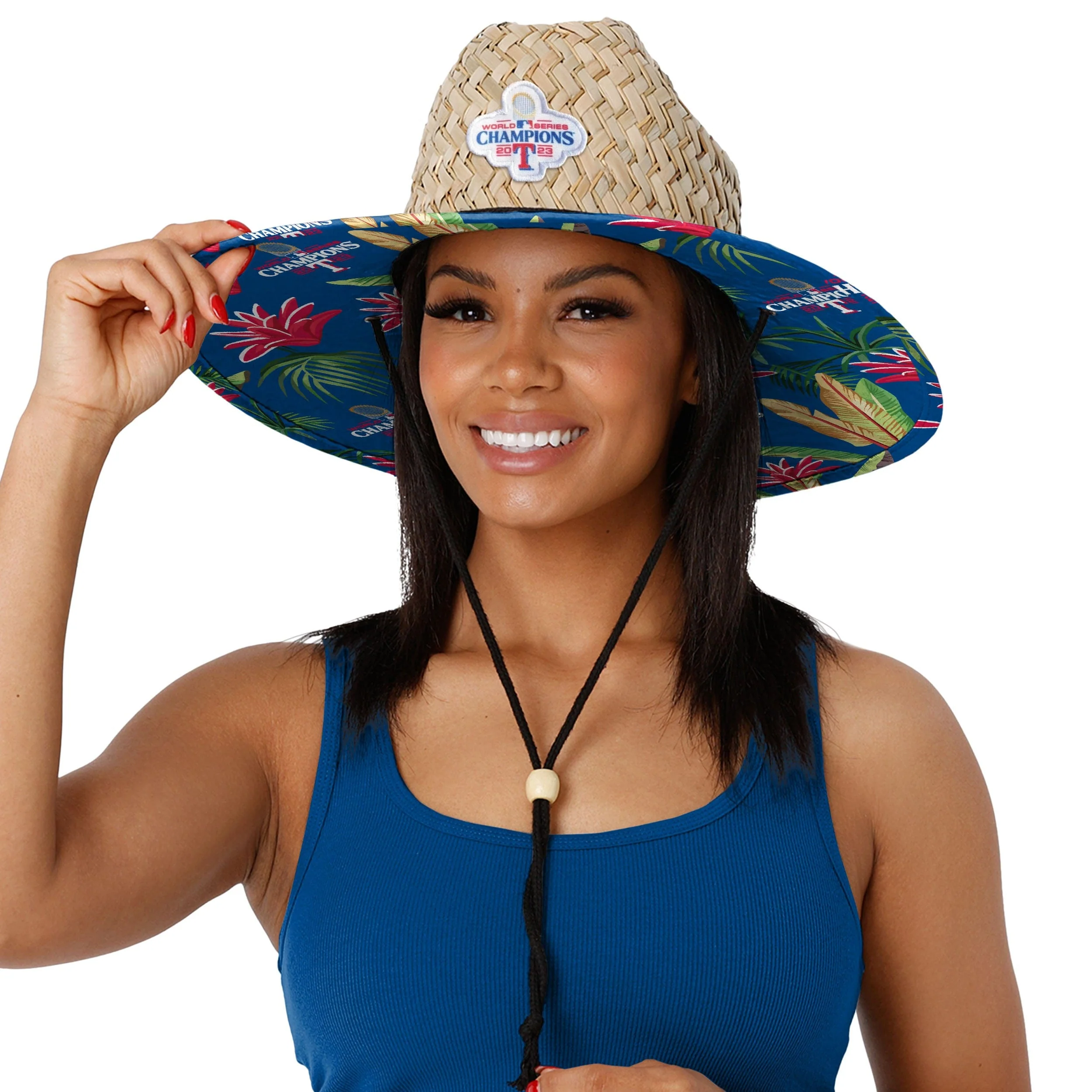 Texas Rangers MLB 2023 World Series Champions Floral Straw Hat - Image 4