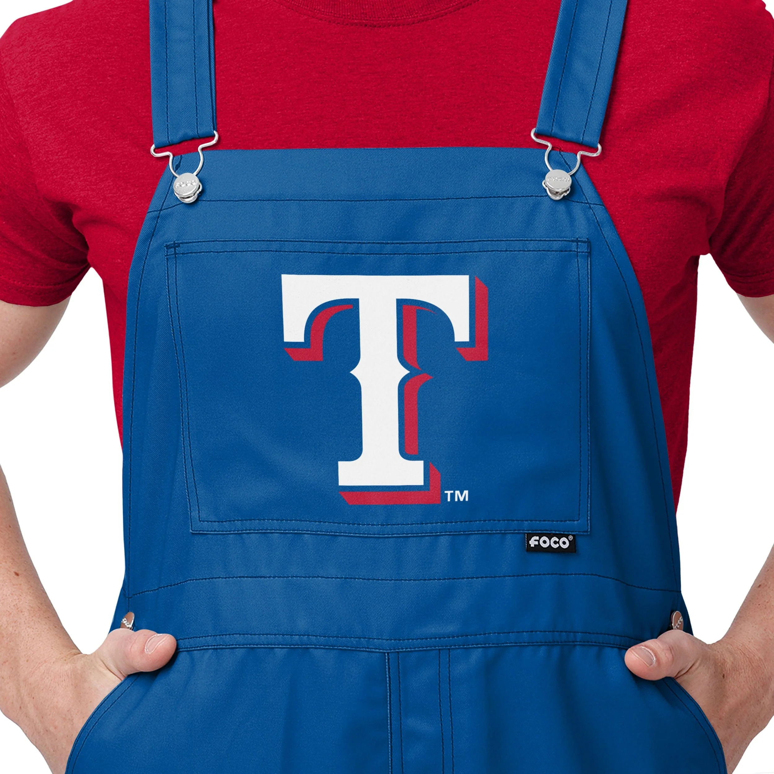 Texas Rangers MLB Mens Big Logo Bib Overalls - Image 4