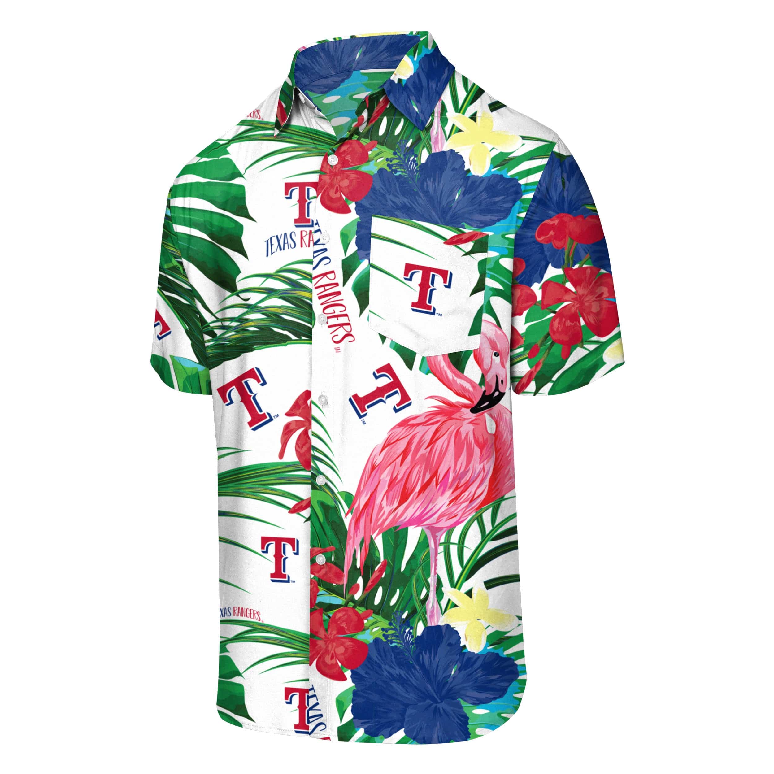 Texas Rangers MLB Mens Flamingo Button Up Shirt - Image 4