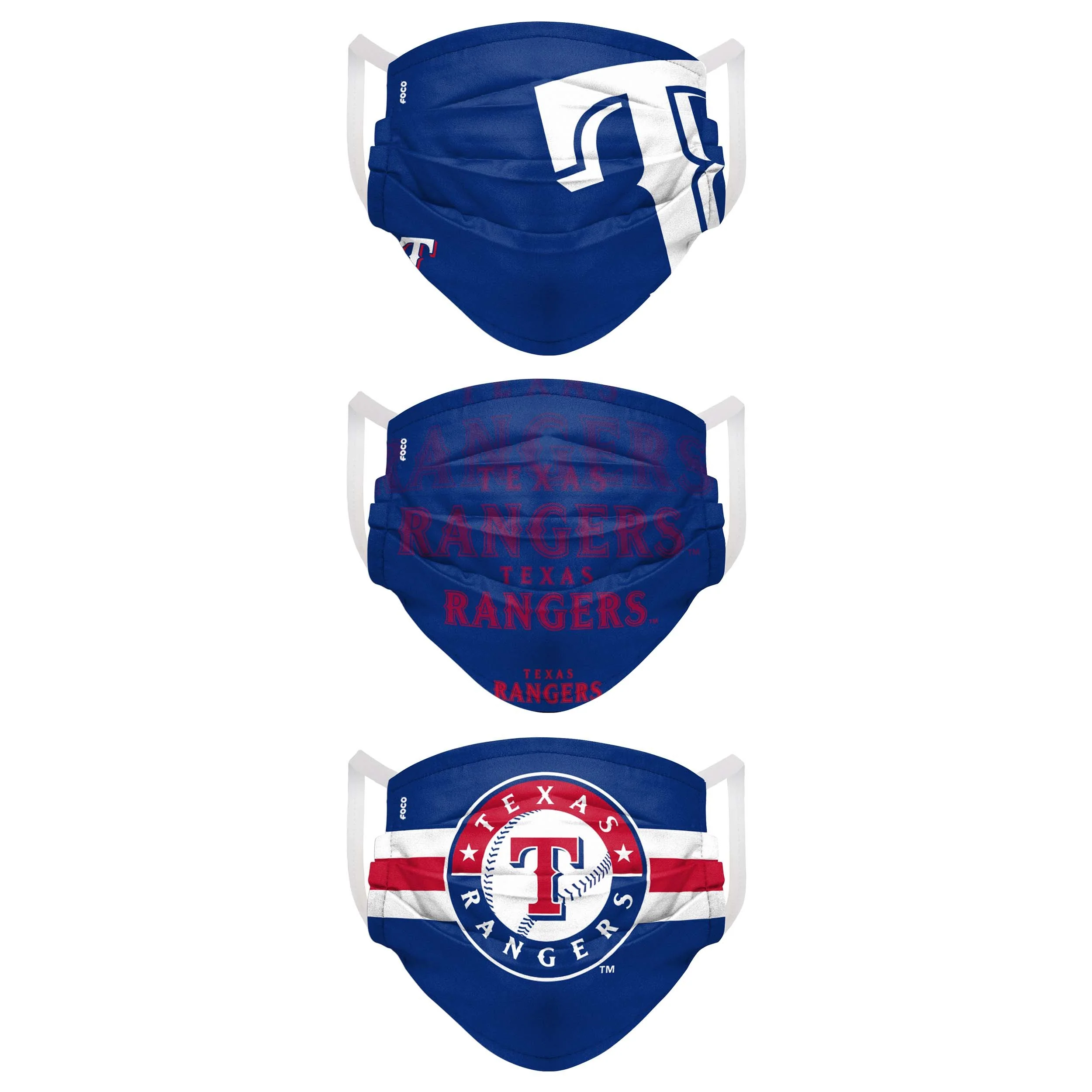 Texas Rangers MLB Mens Matchday 3 Pack Face Cover - Image 2
