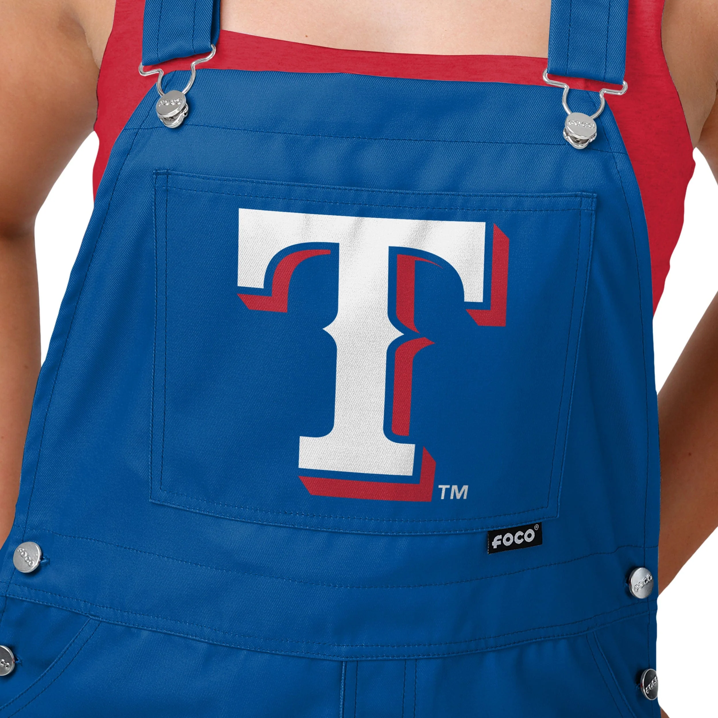 Texas Rangers MLB Womens Big Logo Bib Overalls - Image 4