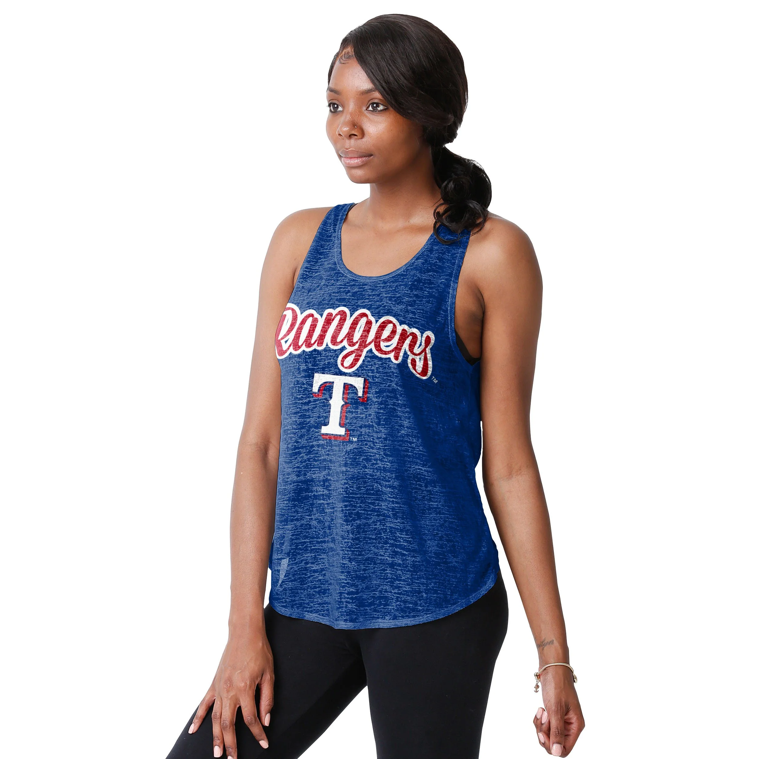 Texas Rangers MLB Womens Burn Out Sleeveless Top - Image 2
