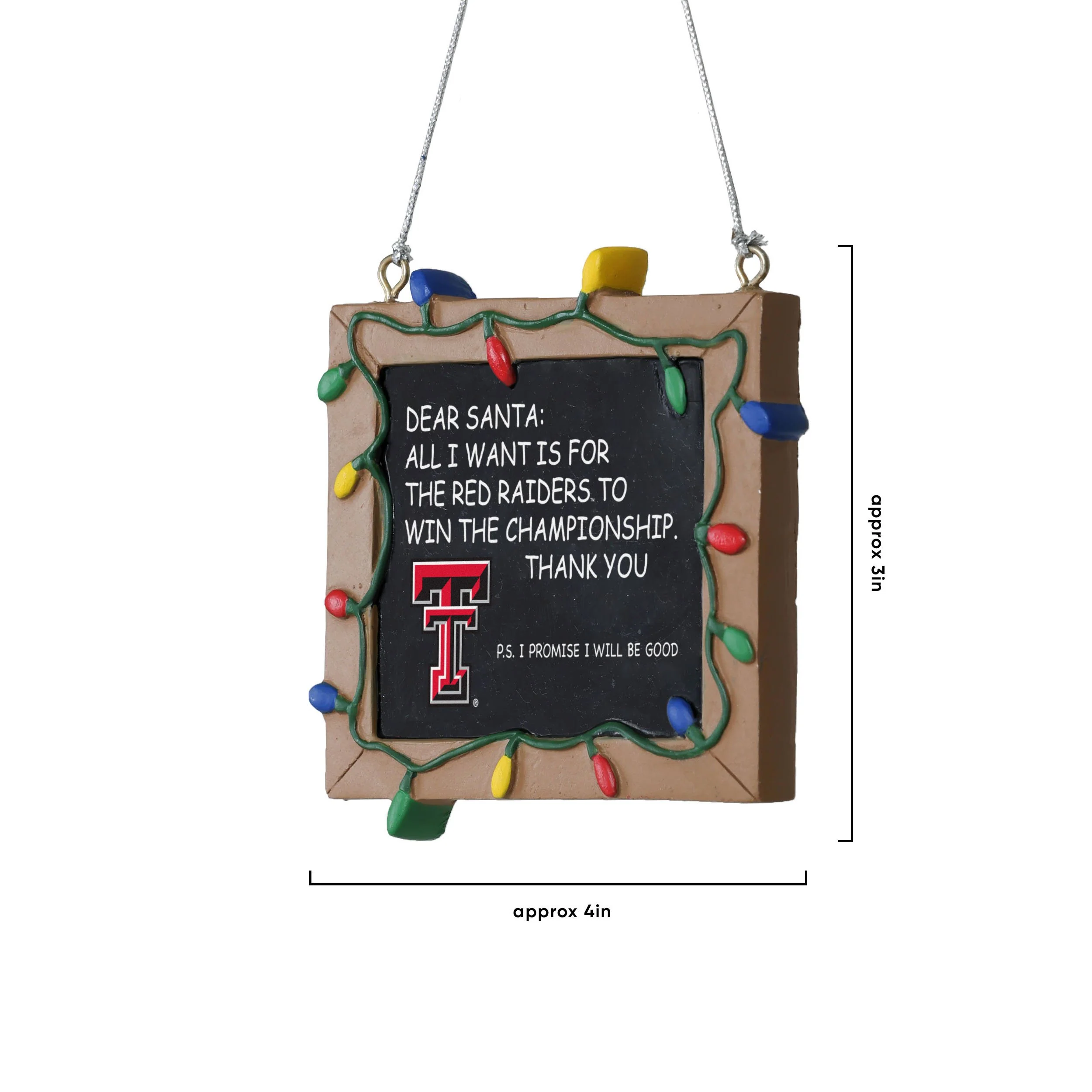 Texas Tech Red Raiders NCAA Chalkboard Sign Ornament - Image 3