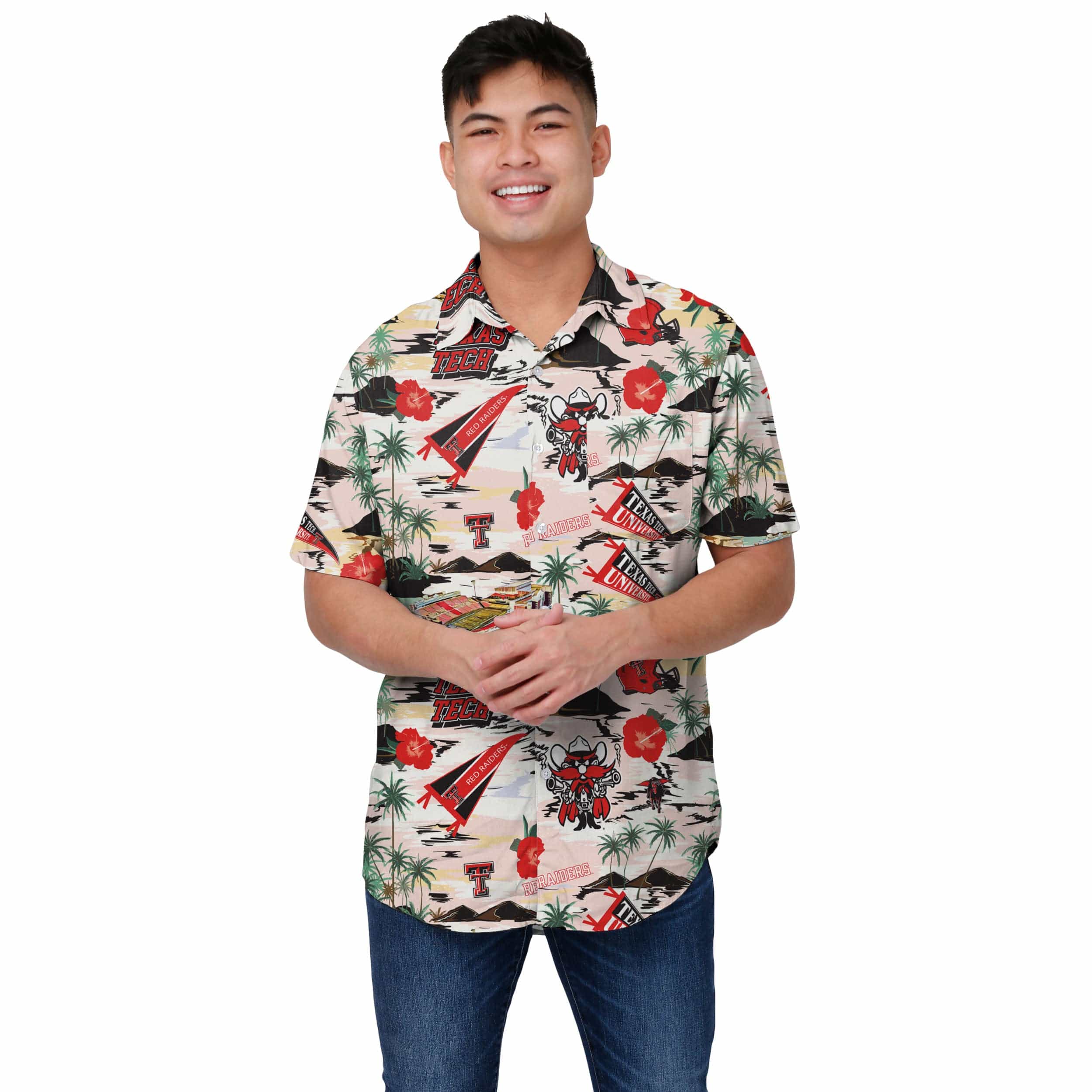 Texas Tech Red Raiders NCAA Mens Thematic Stadium Print Button Up Shirt - Image 2
