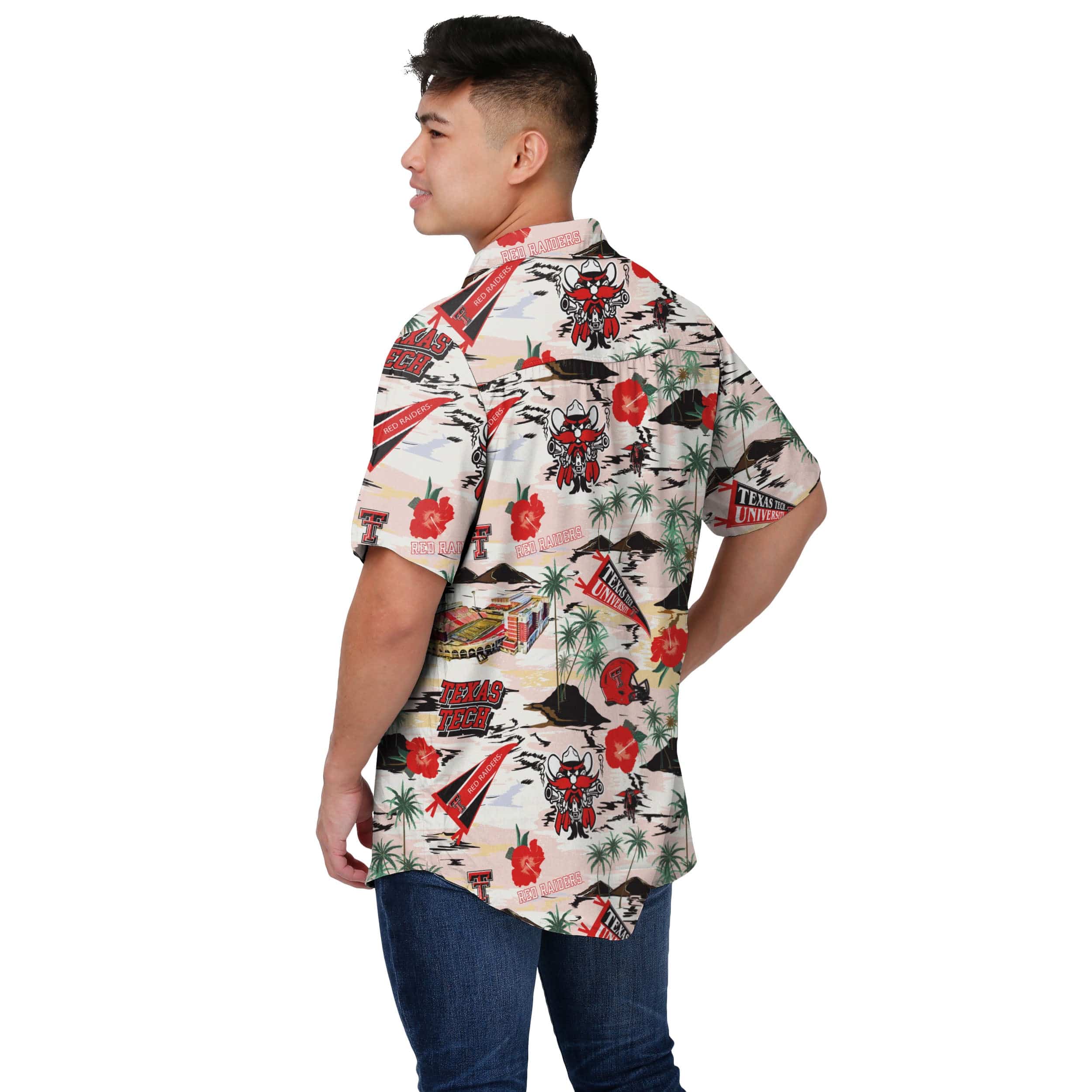 Texas Tech Red Raiders NCAA Mens Thematic Stadium Print Button Up Shirt - Image 3