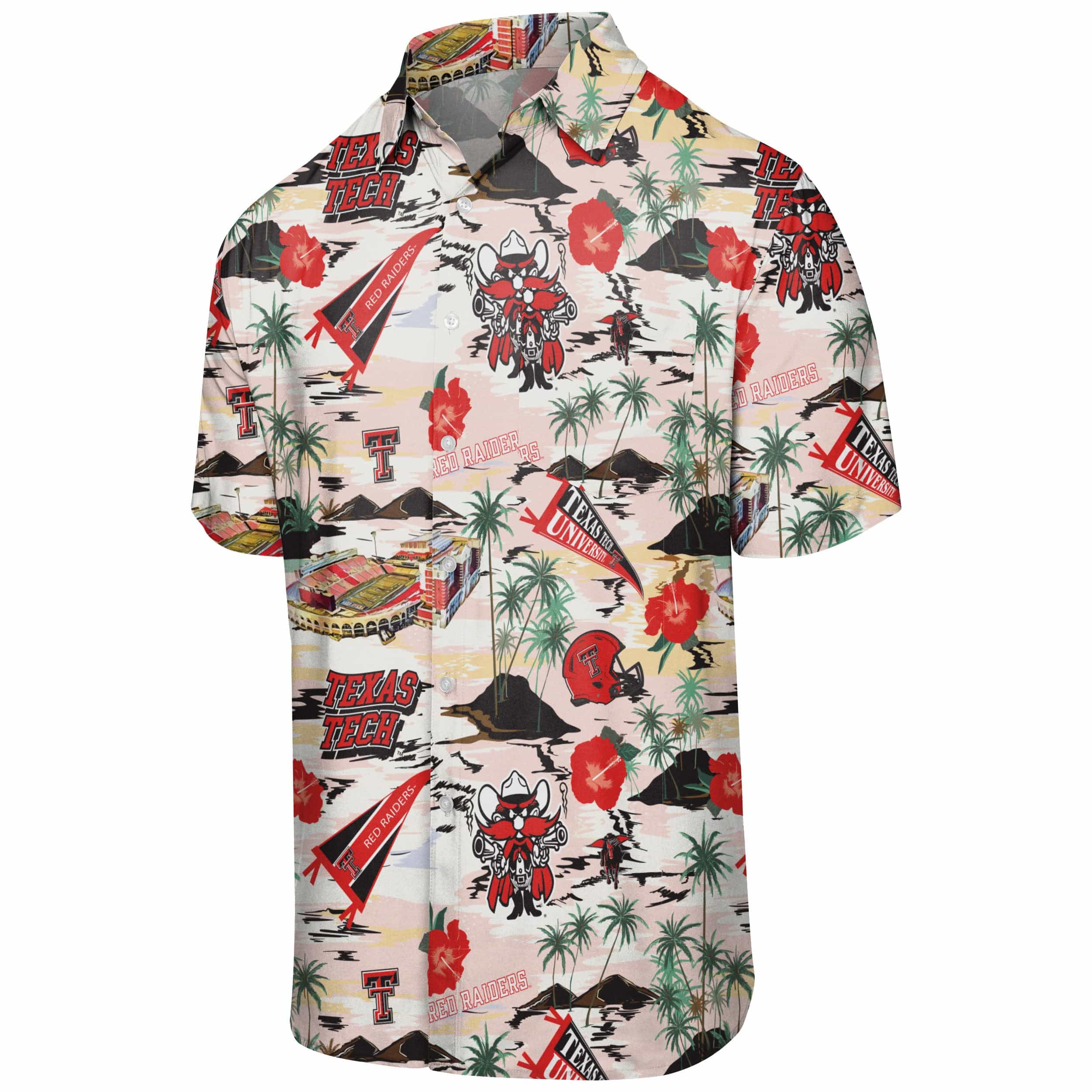 Texas Tech Red Raiders NCAA Mens Thematic Stadium Print Button Up Shirt - Image 4