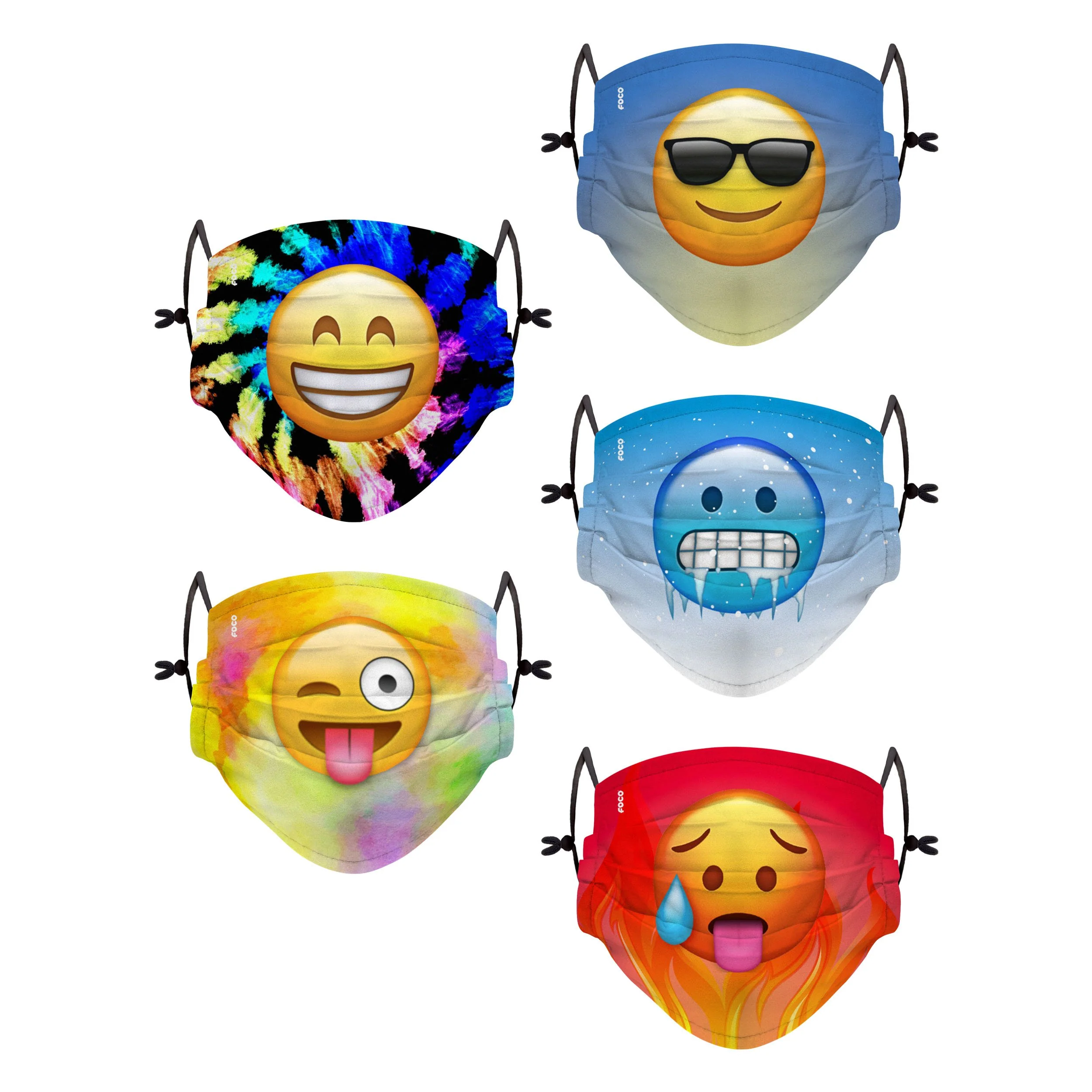 Thematic Emoji Youth Adjustable 5 Pack Face Cover
