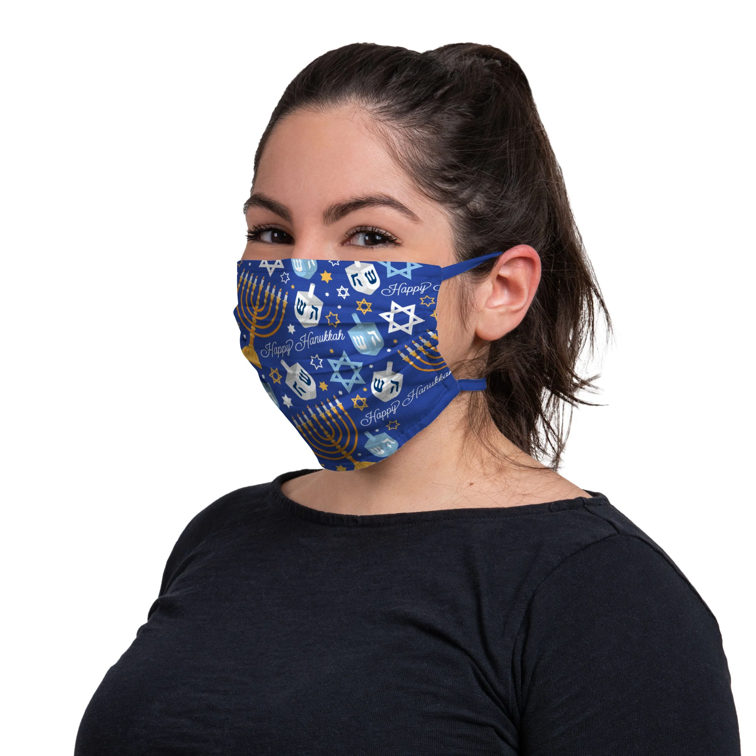 Thematic Hanukkah Tie-Back Face Cover - Image 3