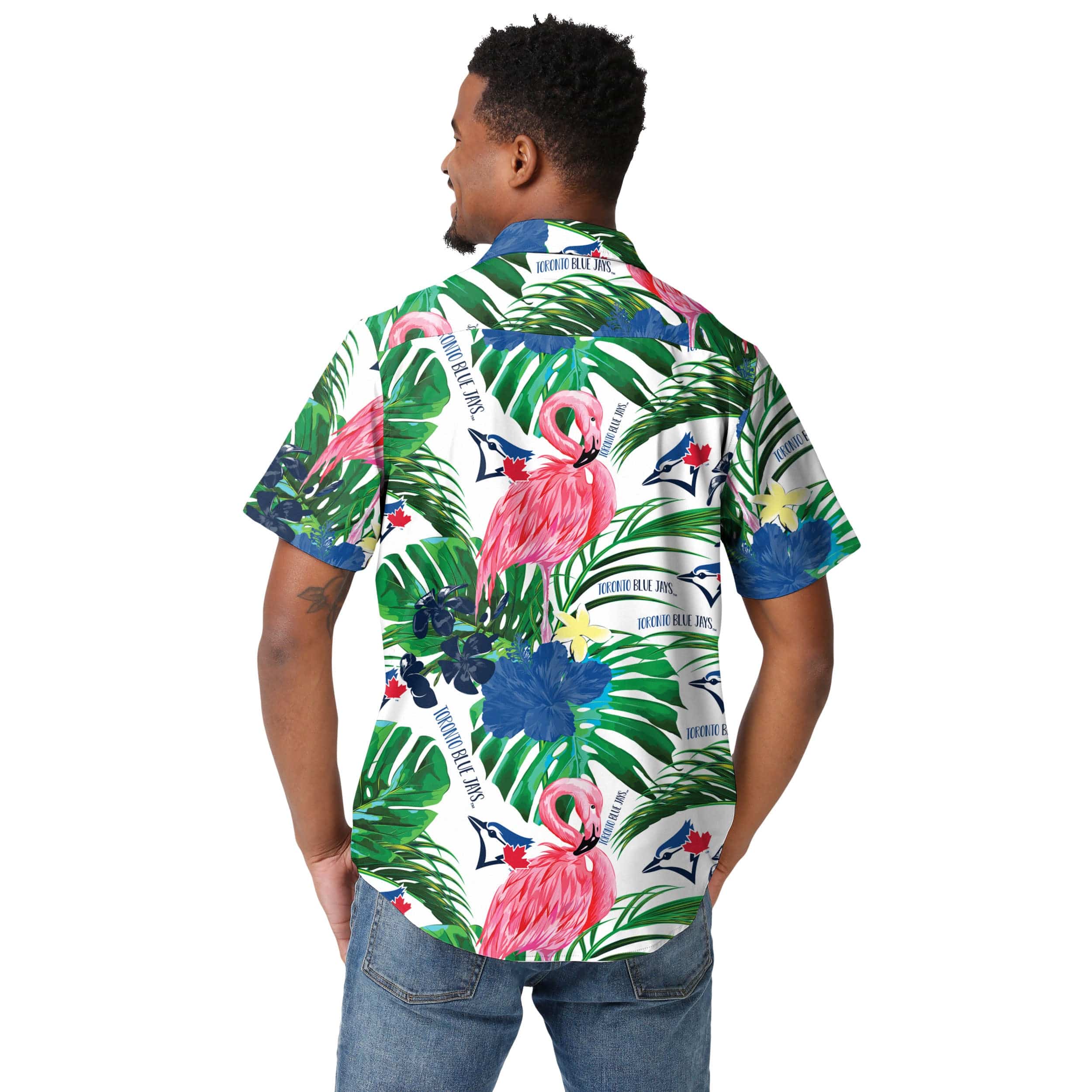 Toronto Blue Jays MLB Mens Flamingo Button Up Shirt - Image 3