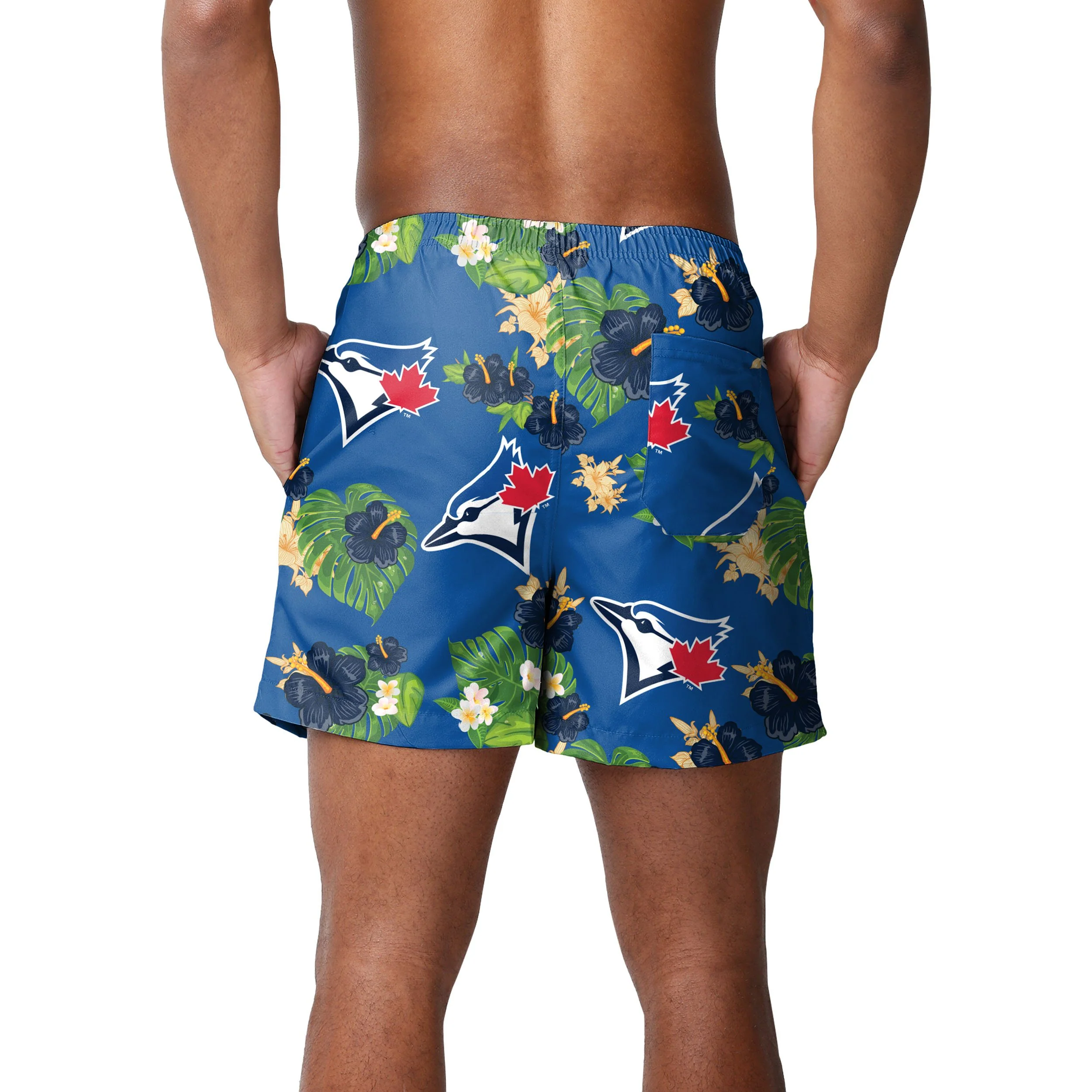 Toronto Blue Jays MLB Mens Floral Slim Fit 5.5" Swimming Suit Trunks - Image 3