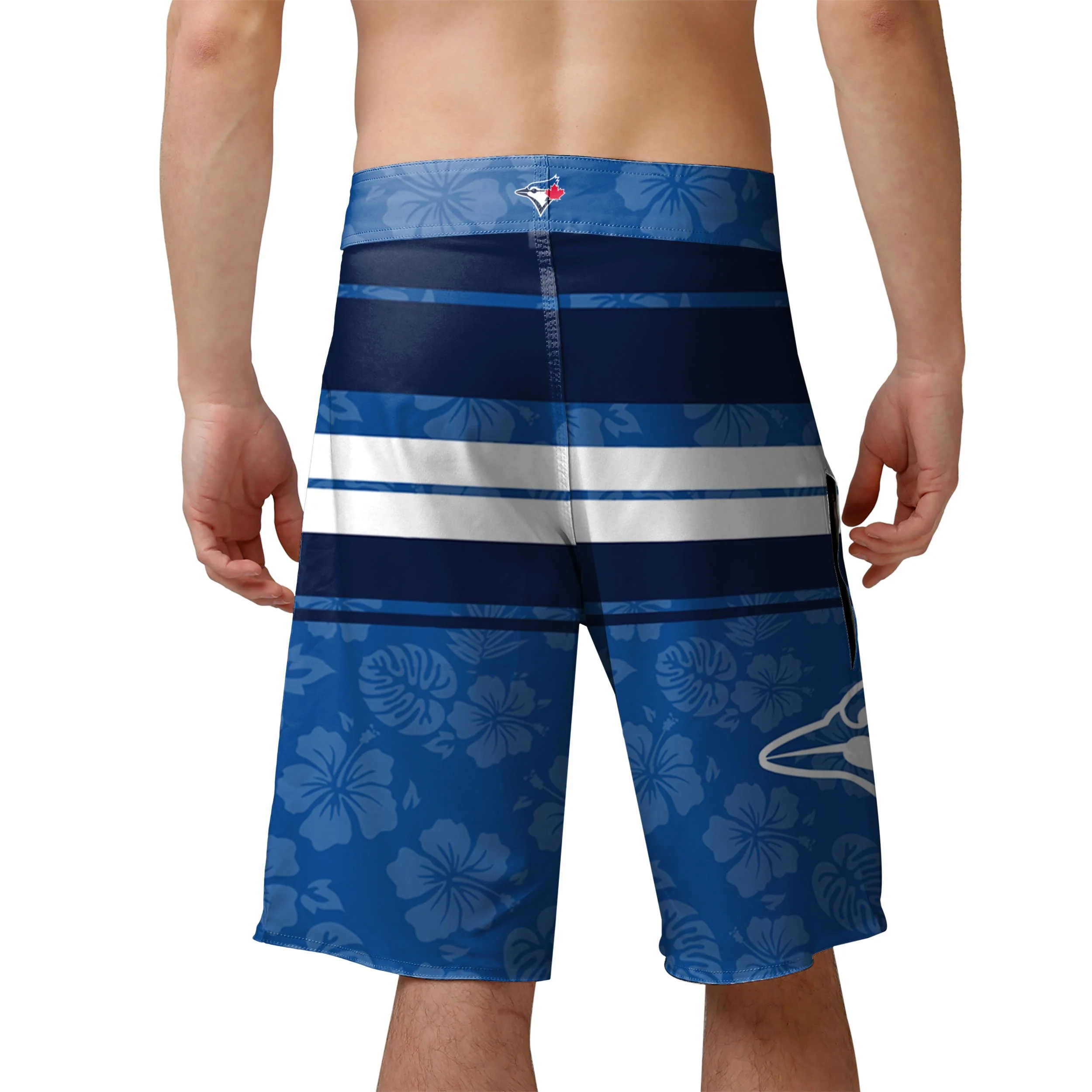 Toronto Blue Jays MLB Mens Hibiscus Boardwalk Stripe Boardshorts - Image 3