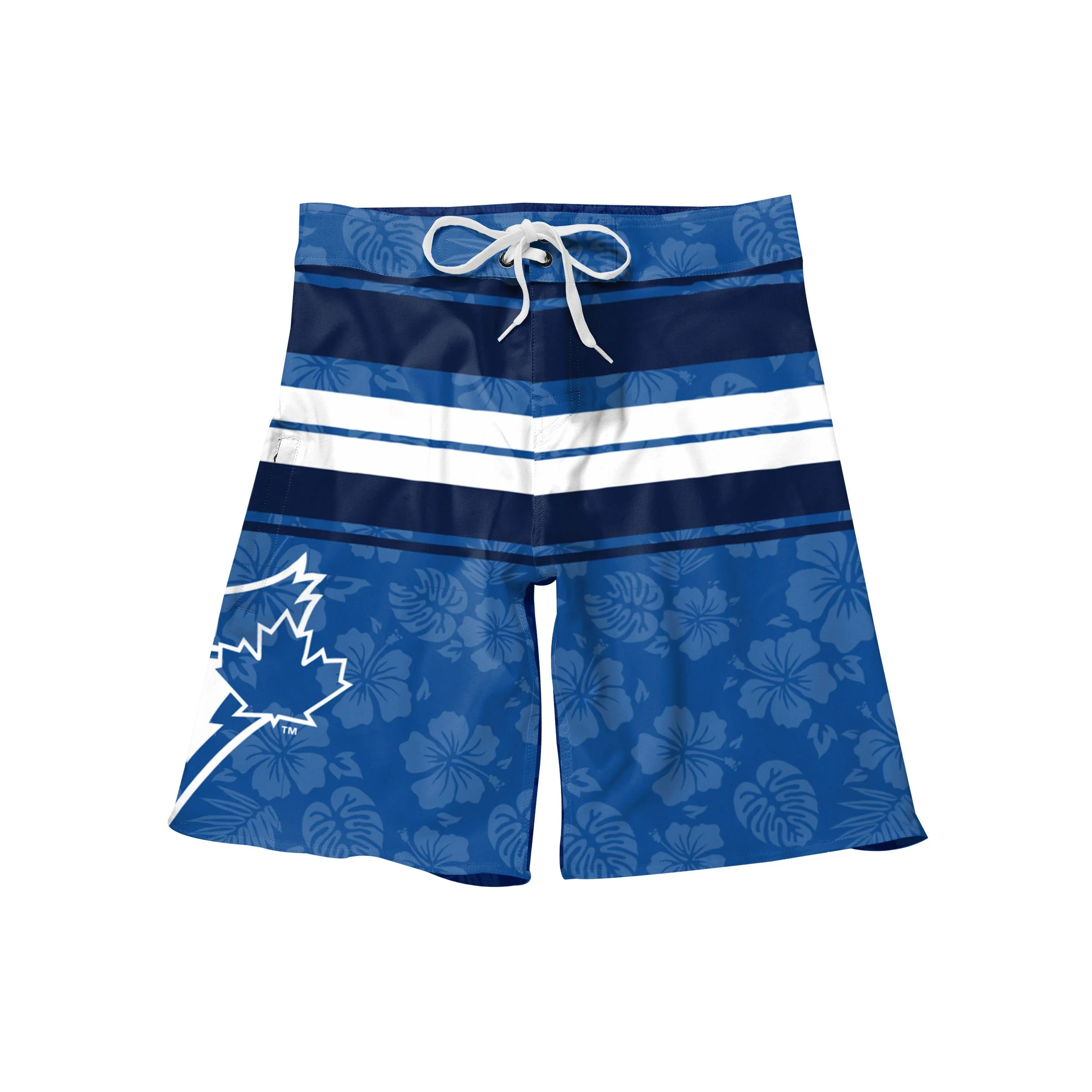 Toronto Blue Jays MLB Mens Hibiscus Boardwalk Stripe Boardshorts - Image 4