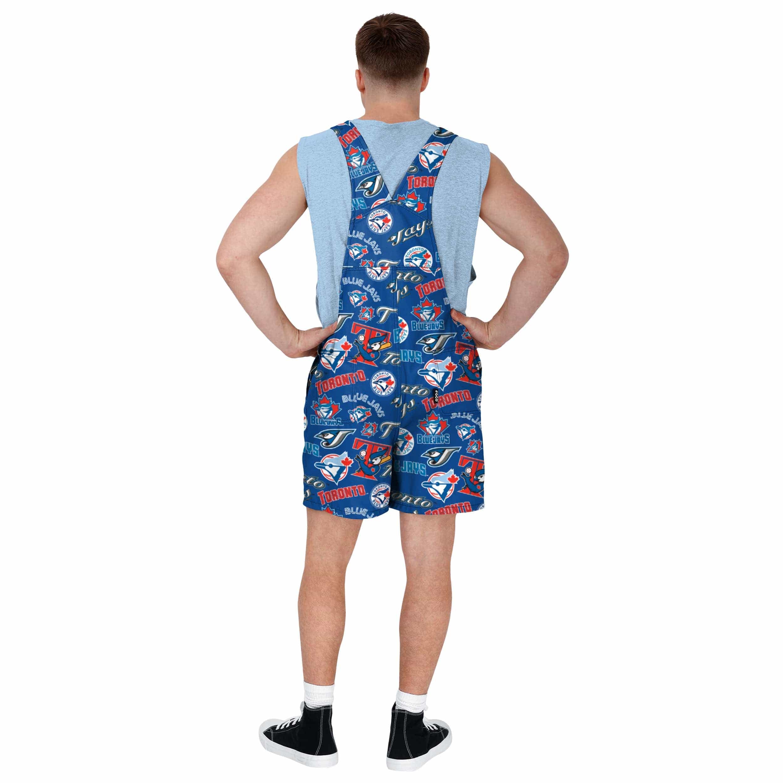 Toronto Blue Jays MLB Mens Historic Print Bib Shortalls - Image 2