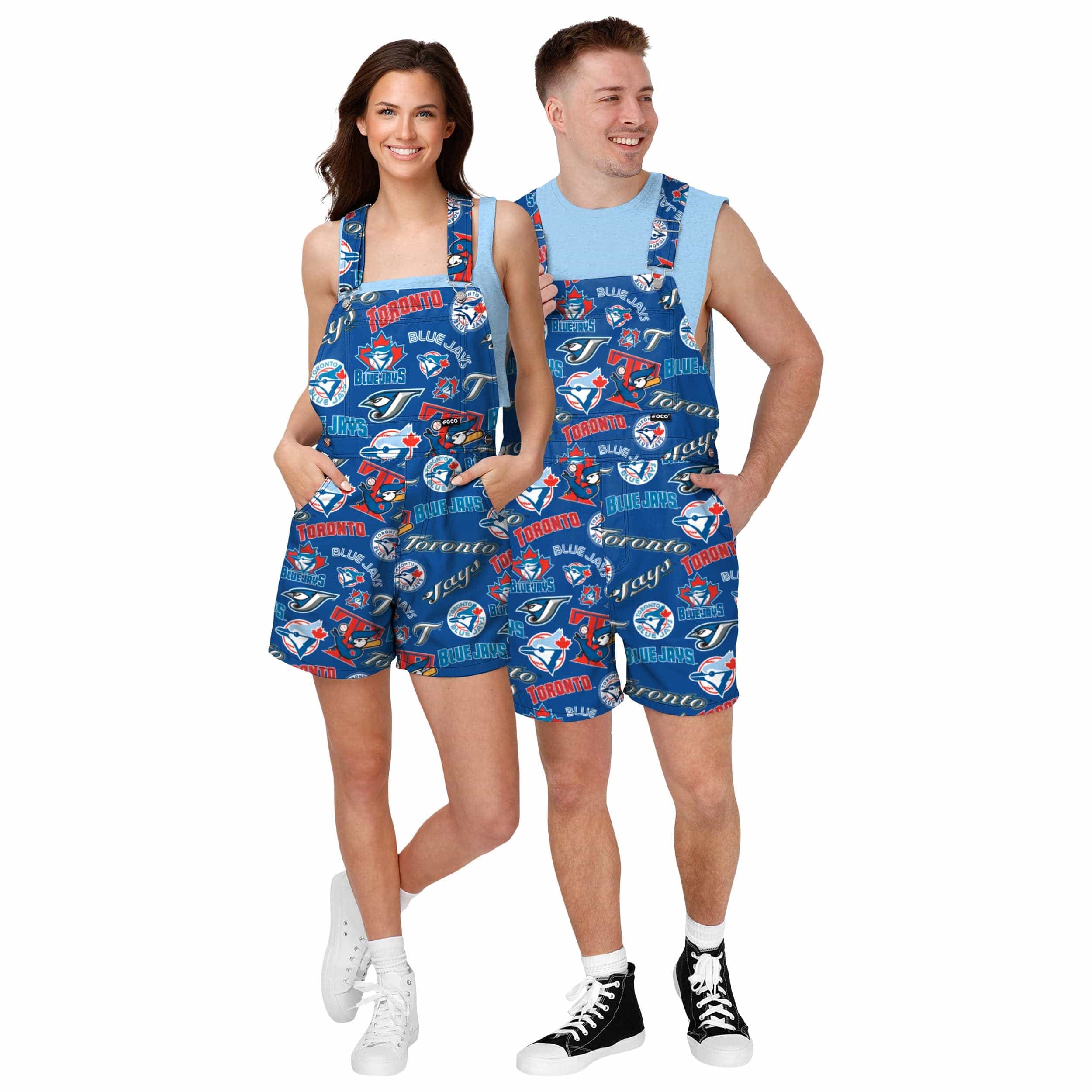 Toronto Blue Jays MLB Mens Historic Print Bib Shortalls - Image 3