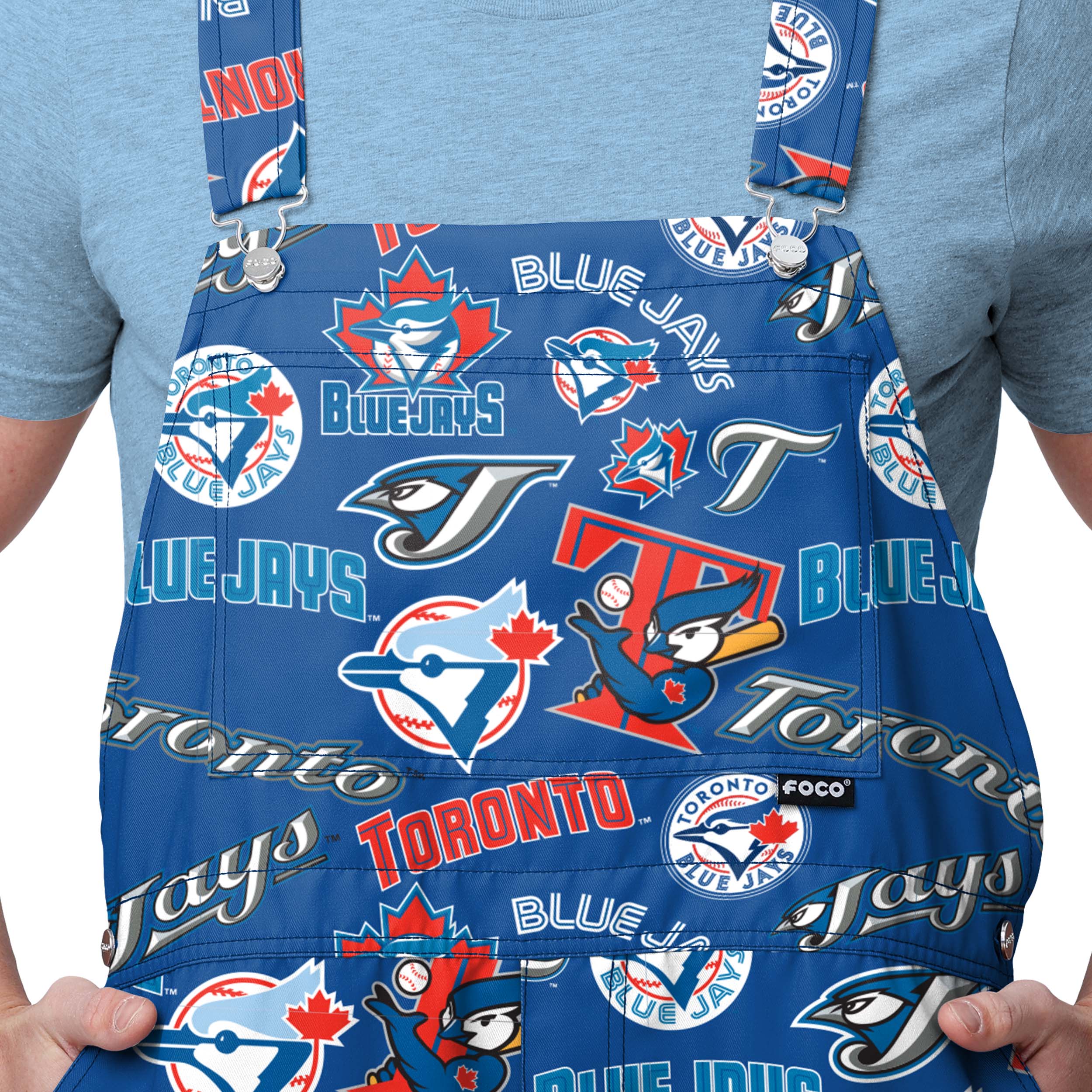 Toronto Blue Jays MLB Mens Historic Print Bib Shortalls - Image 4