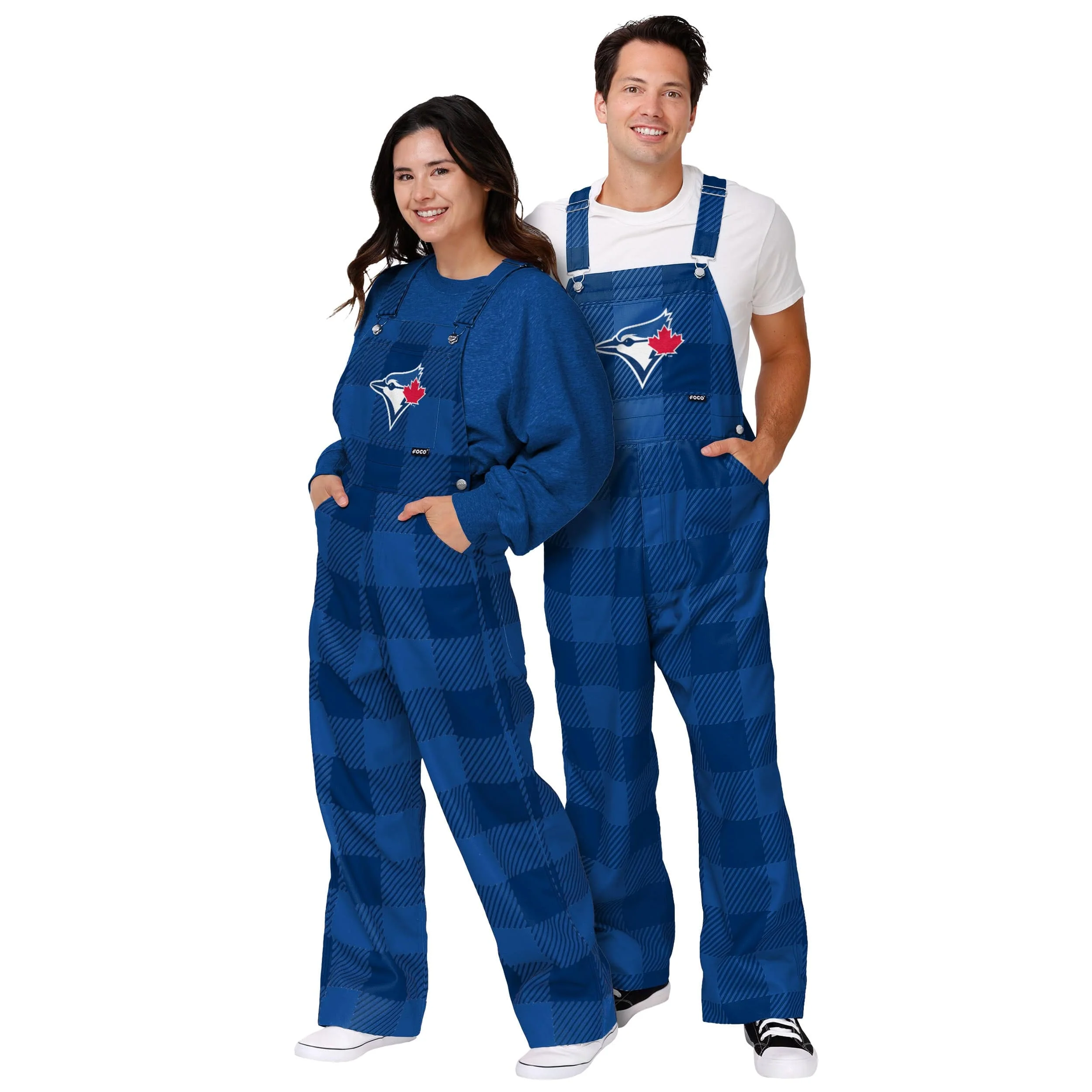 Toronto Blue Jays MLB Mens Plaid Bib Overalls - Image 3