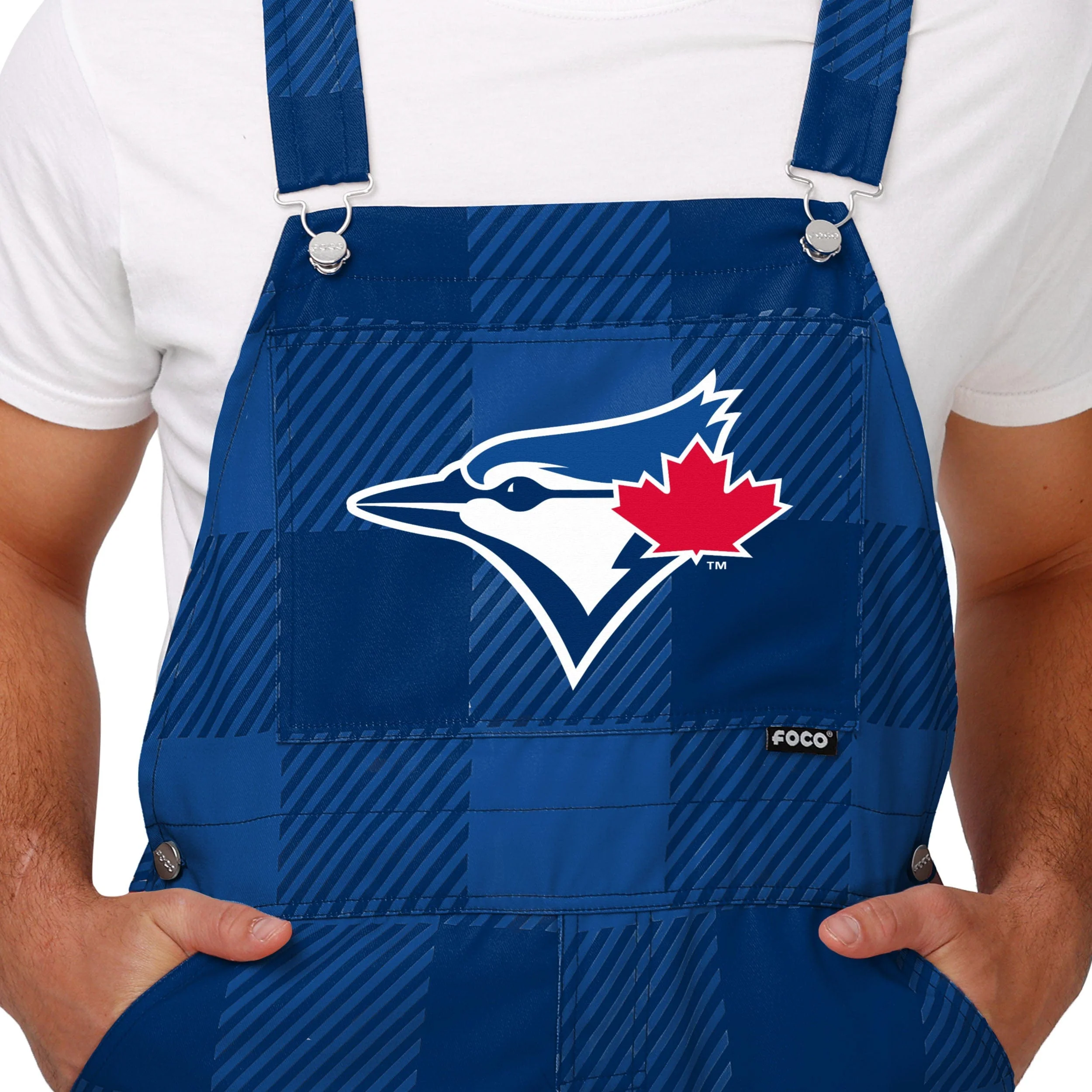 Toronto Blue Jays MLB Mens Plaid Bib Overalls - Image 4