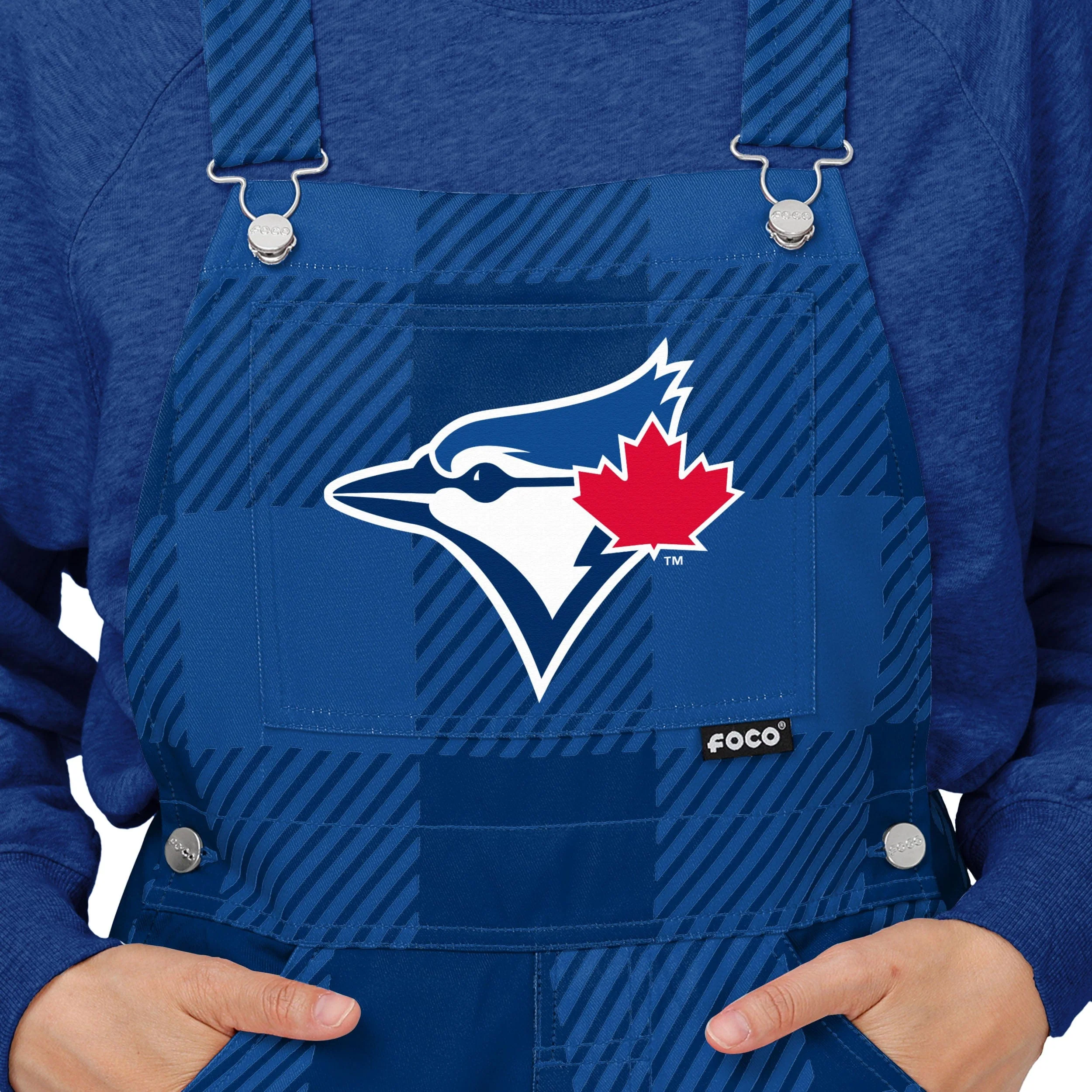 Toronto Blue Jays MLB Womens Plaid Bib Overalls - Image 4