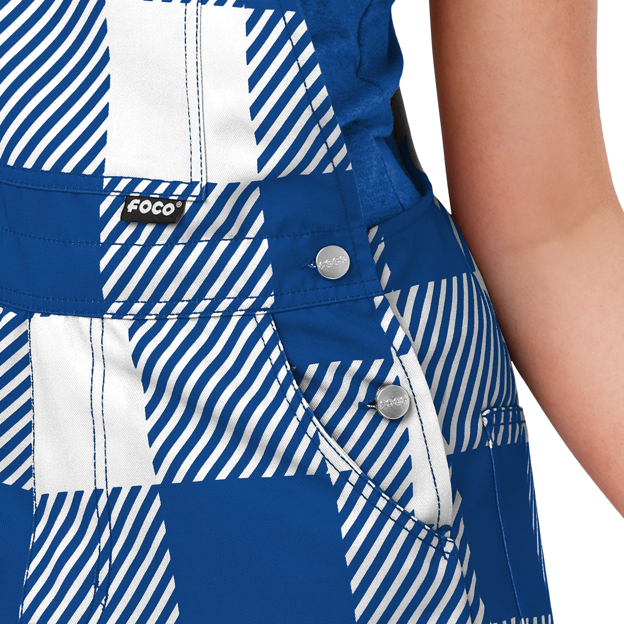 Toronto Blue Jays MLB Womens Plaid Bib Shortalls - Image 4