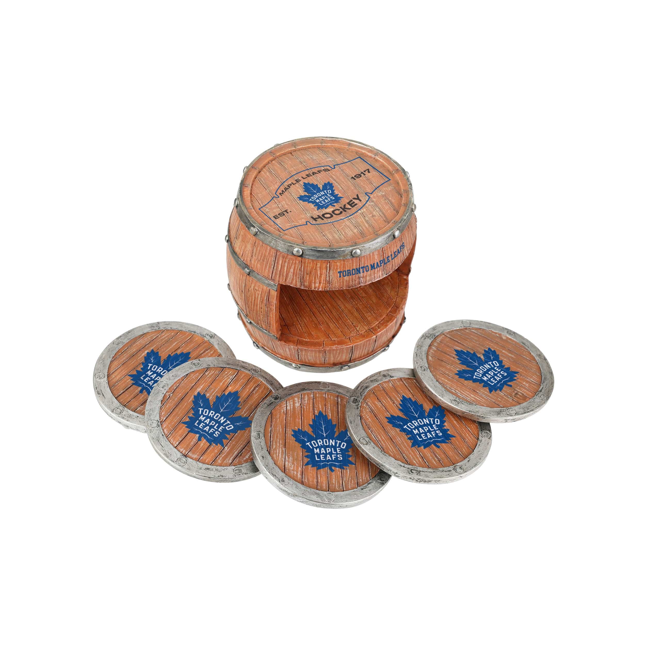 Toronto Maple Leafs NHL 5 Pack Barrel Coaster Set - Image 3