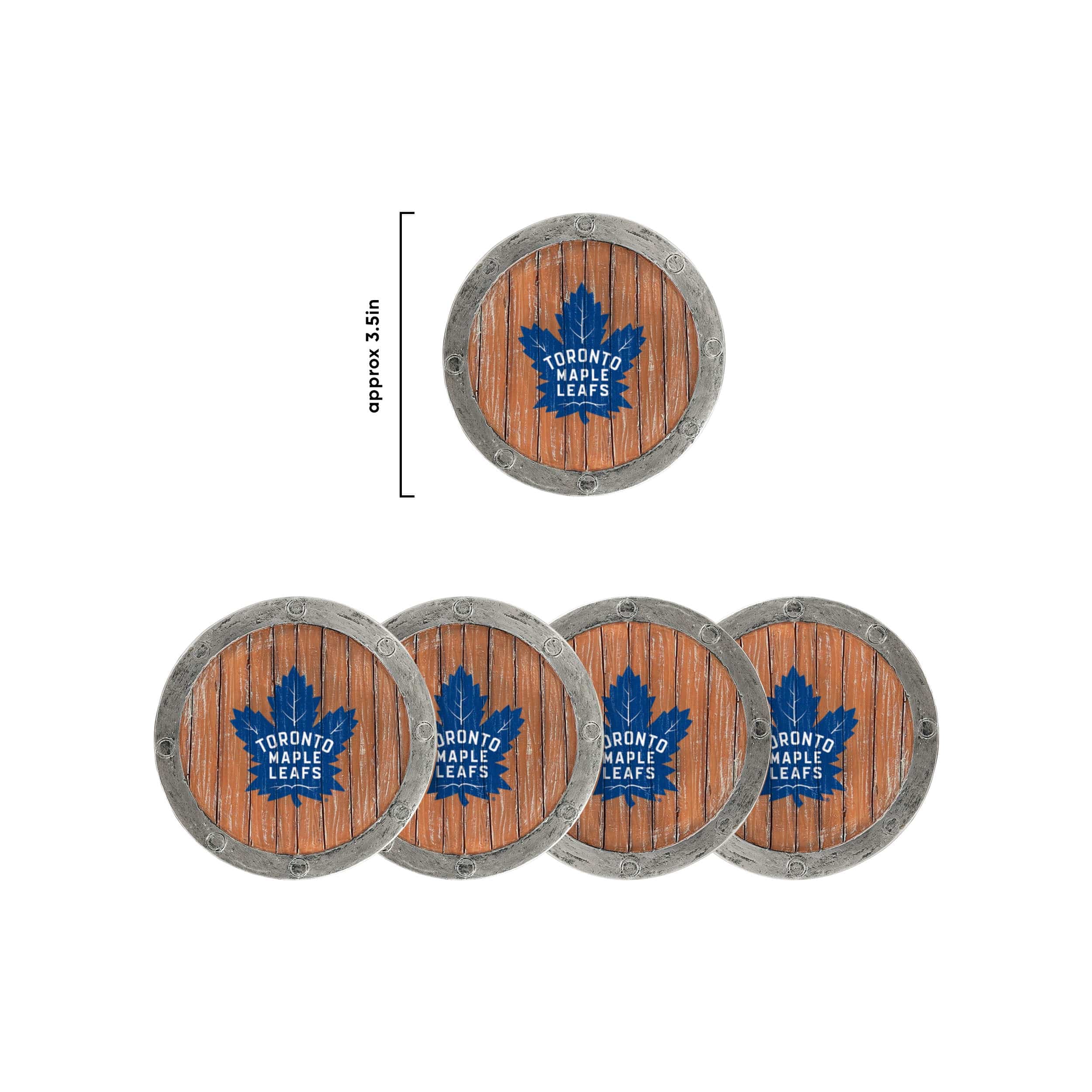 Toronto Maple Leafs NHL 5 Pack Barrel Coaster Set - Image 5