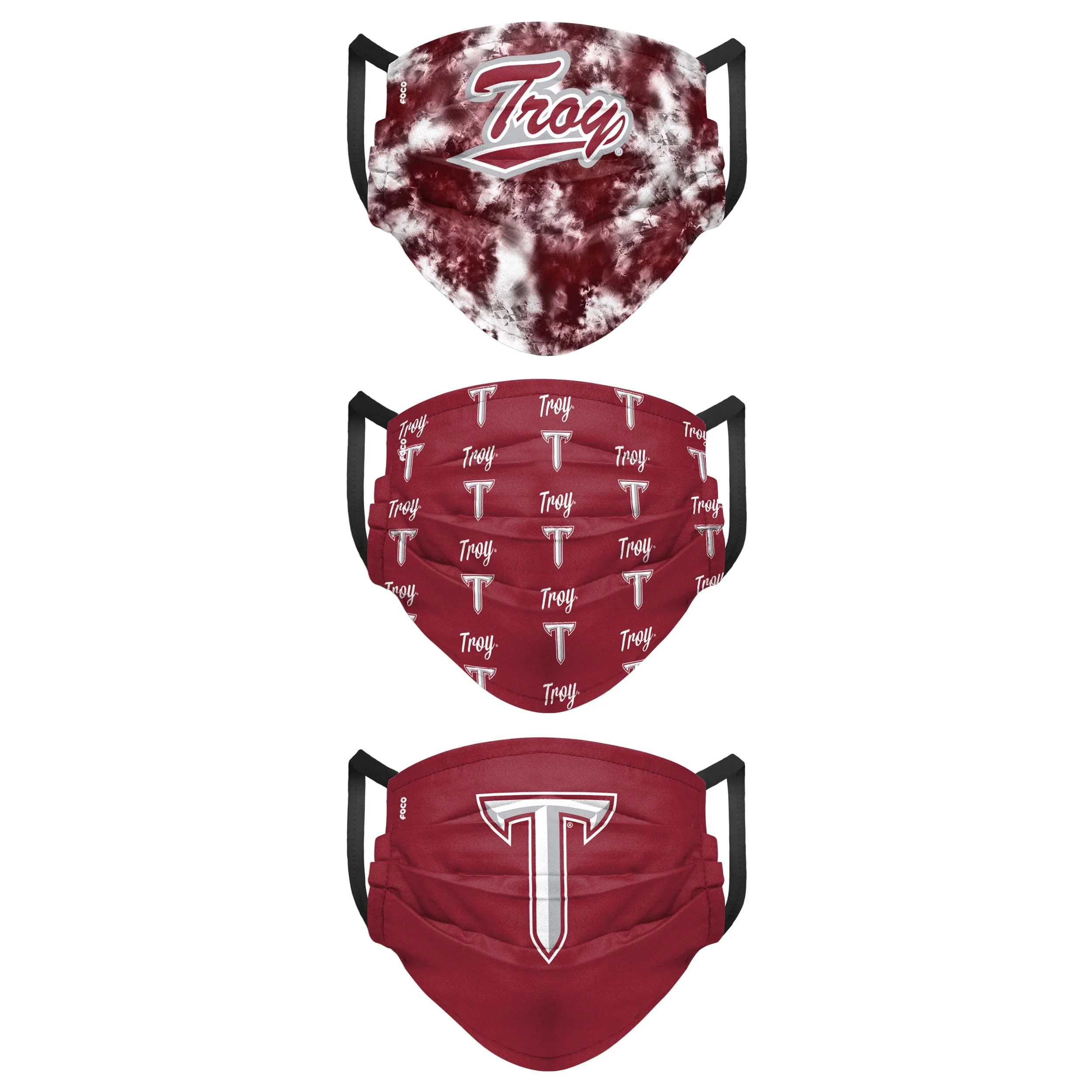 Troy Trojans NCAA Womens Matchday 3 Pack Face Cover - Image 2