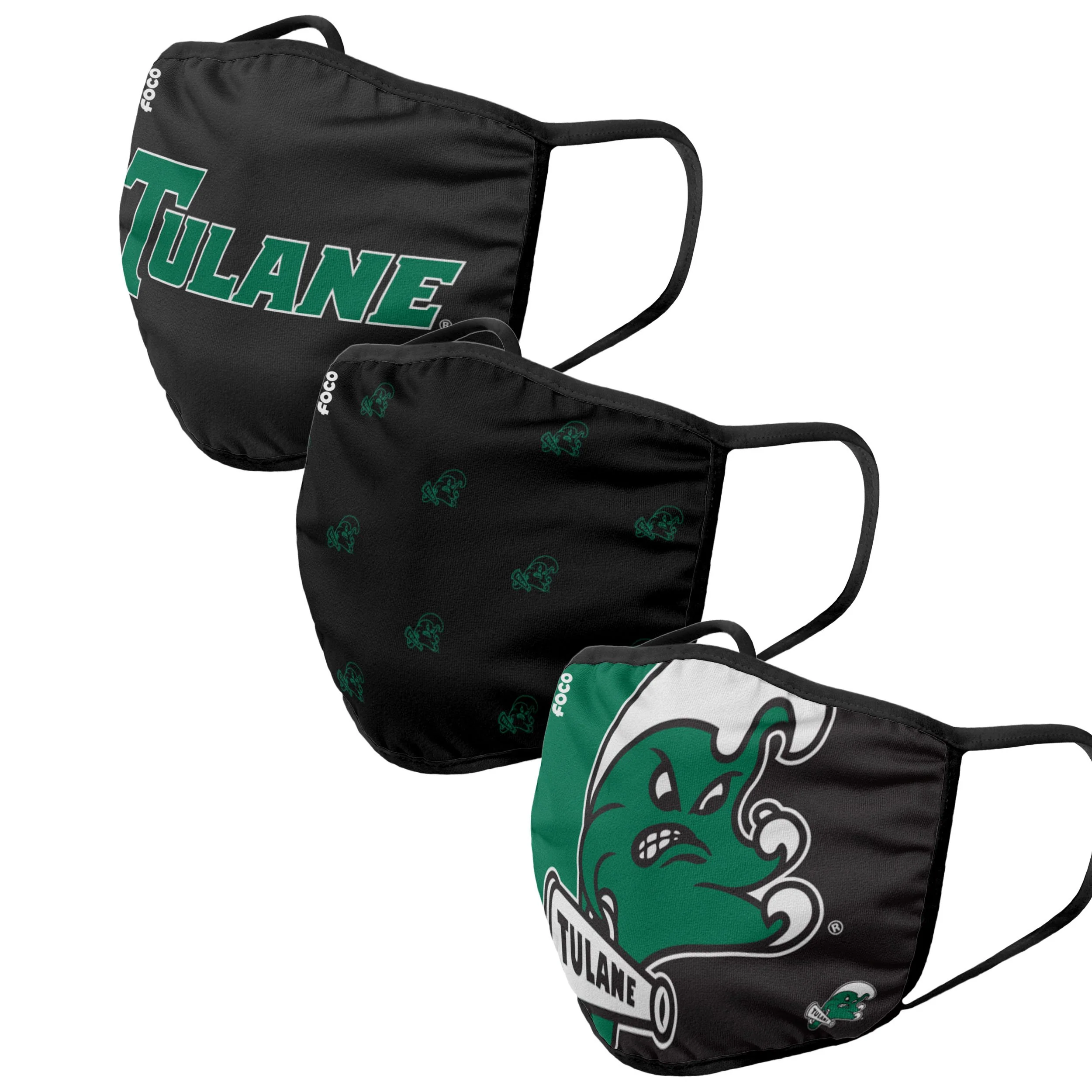 Tulane Green Wave NCAA 3 Pack Face Cover