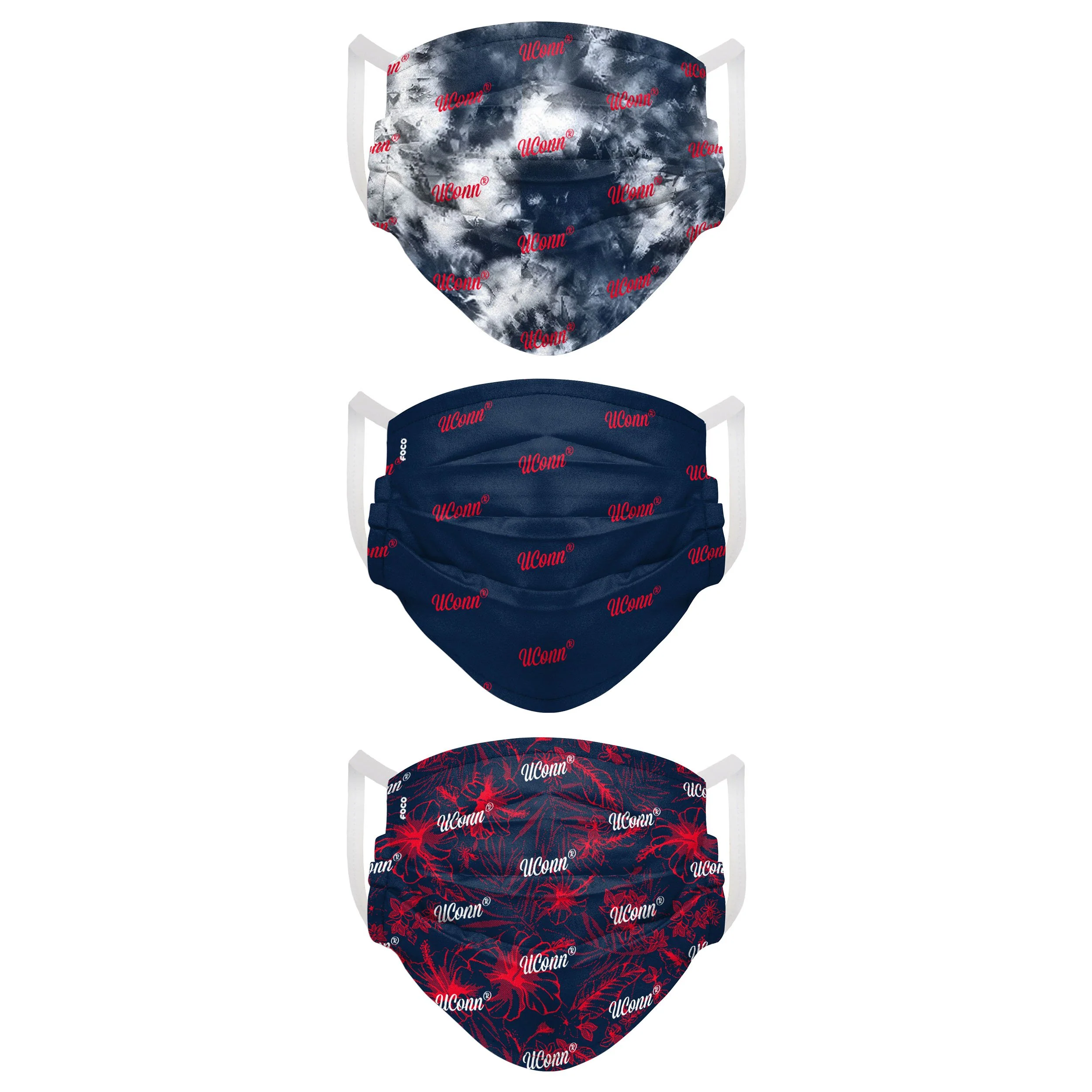 UConn Huskies NCAA Womens Matchday 3 Pack Face Cover - Image 2