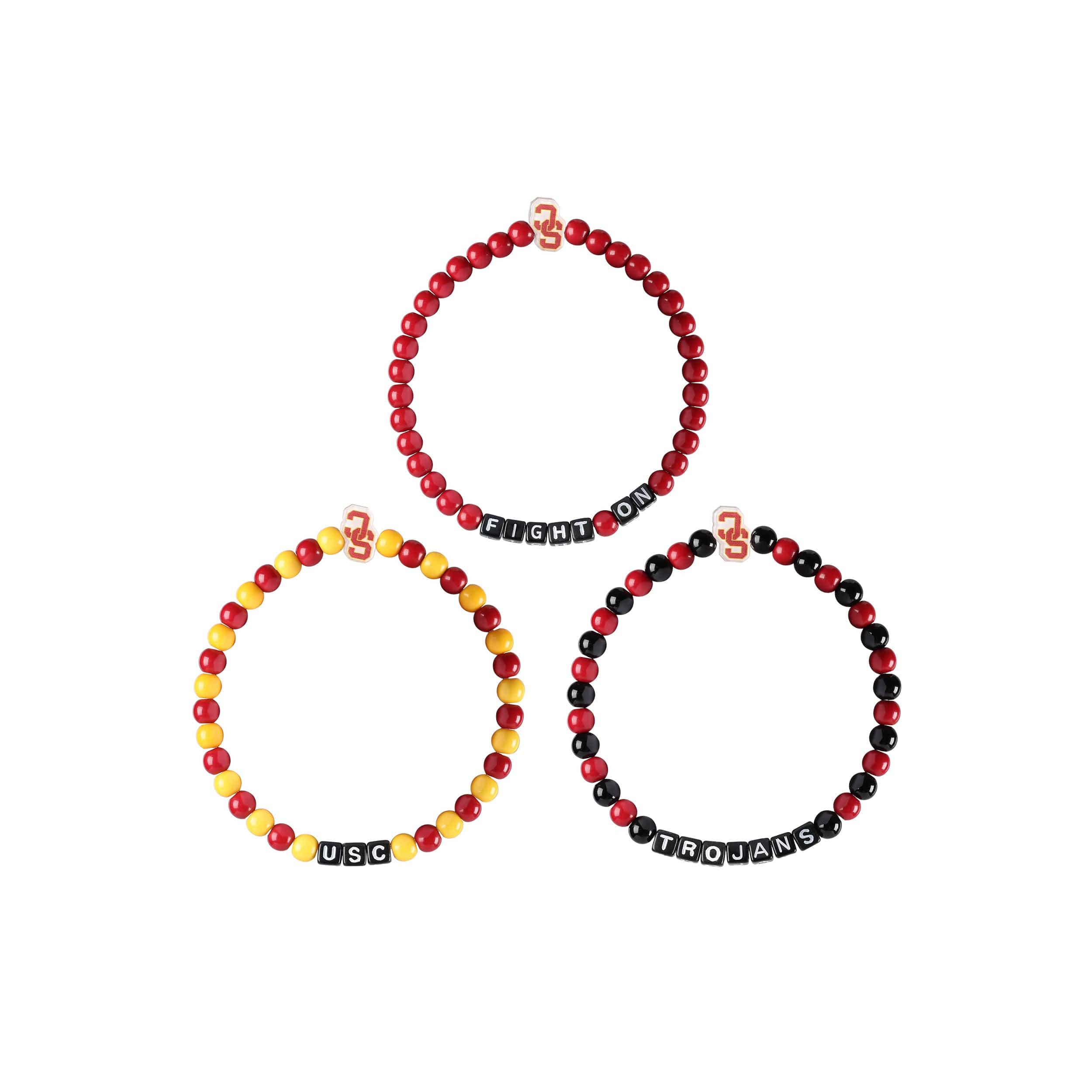USC Trojans NCAA 3 Pack Beaded Friendship Bracelet - Image 3