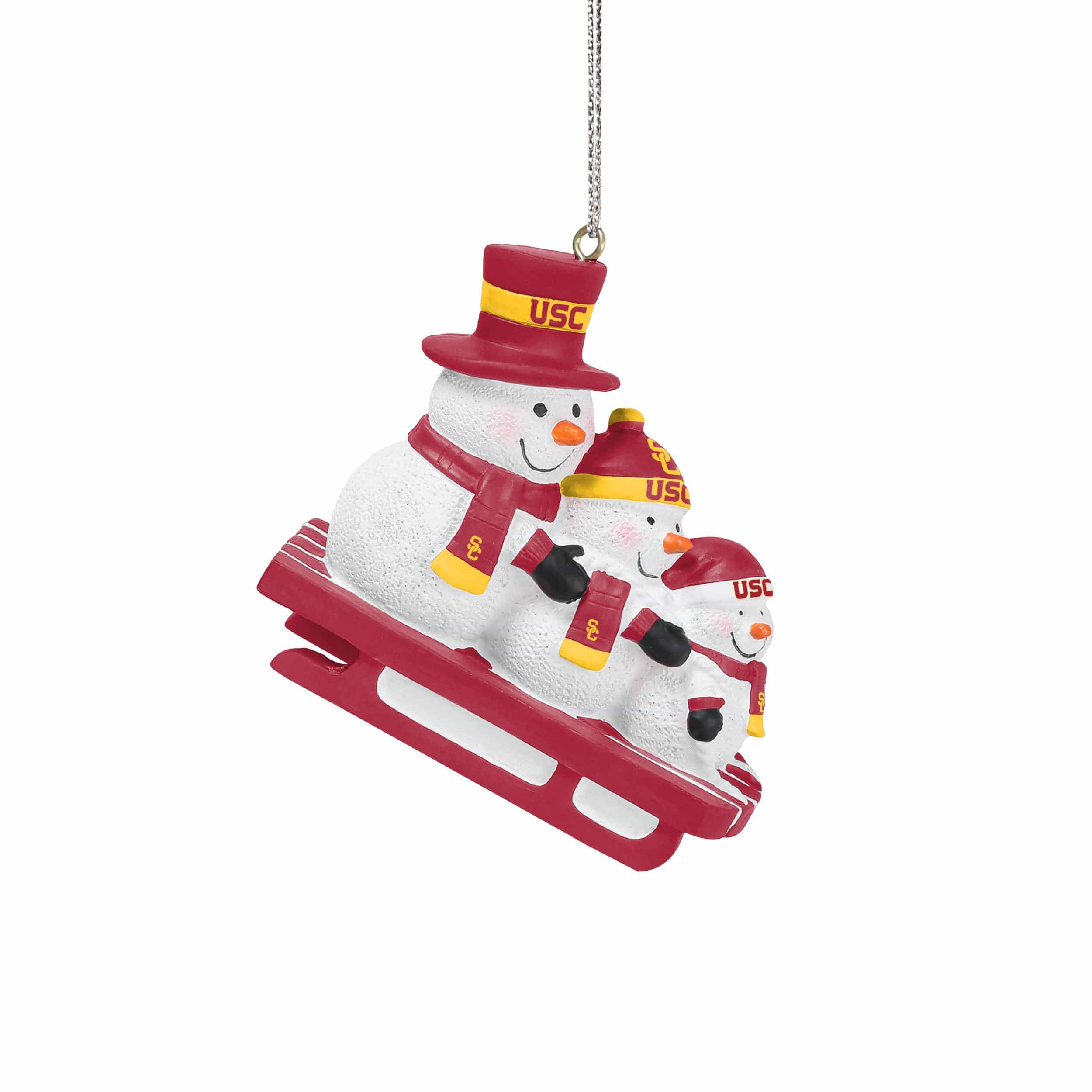 USC Trojans NCAA Sledding Snowmen Ornament - Image 2